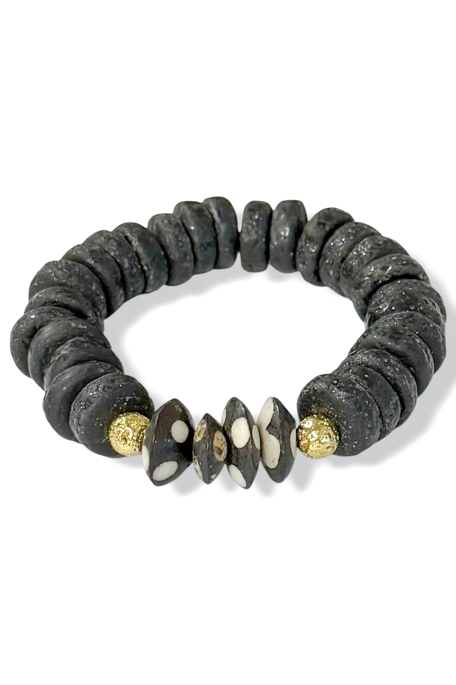 Krissy Ashanti Glass & Bone Bead Stretch Bracelet