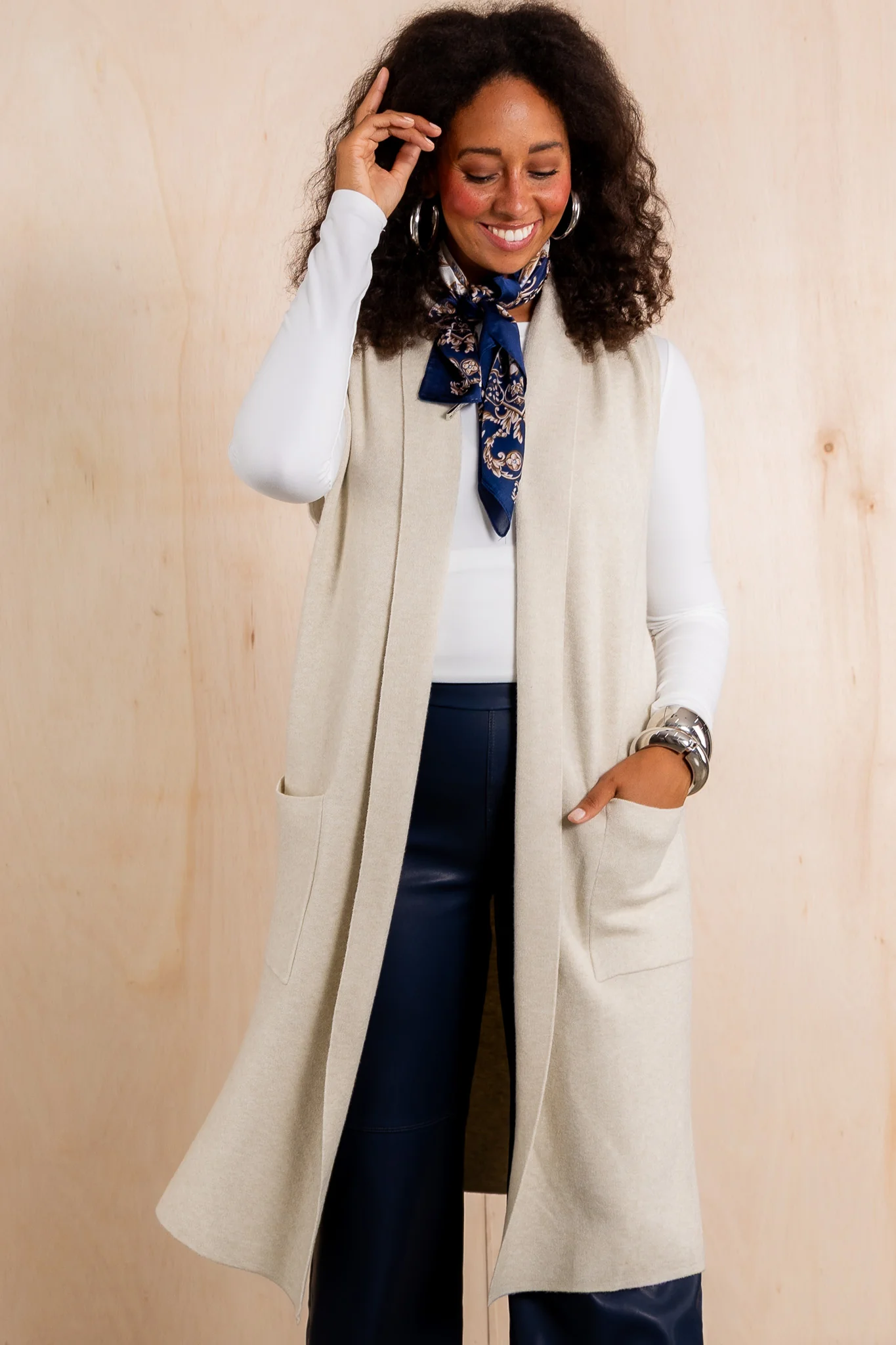 Better Perspective Oatmeal Sleeveless Vest - Image 3