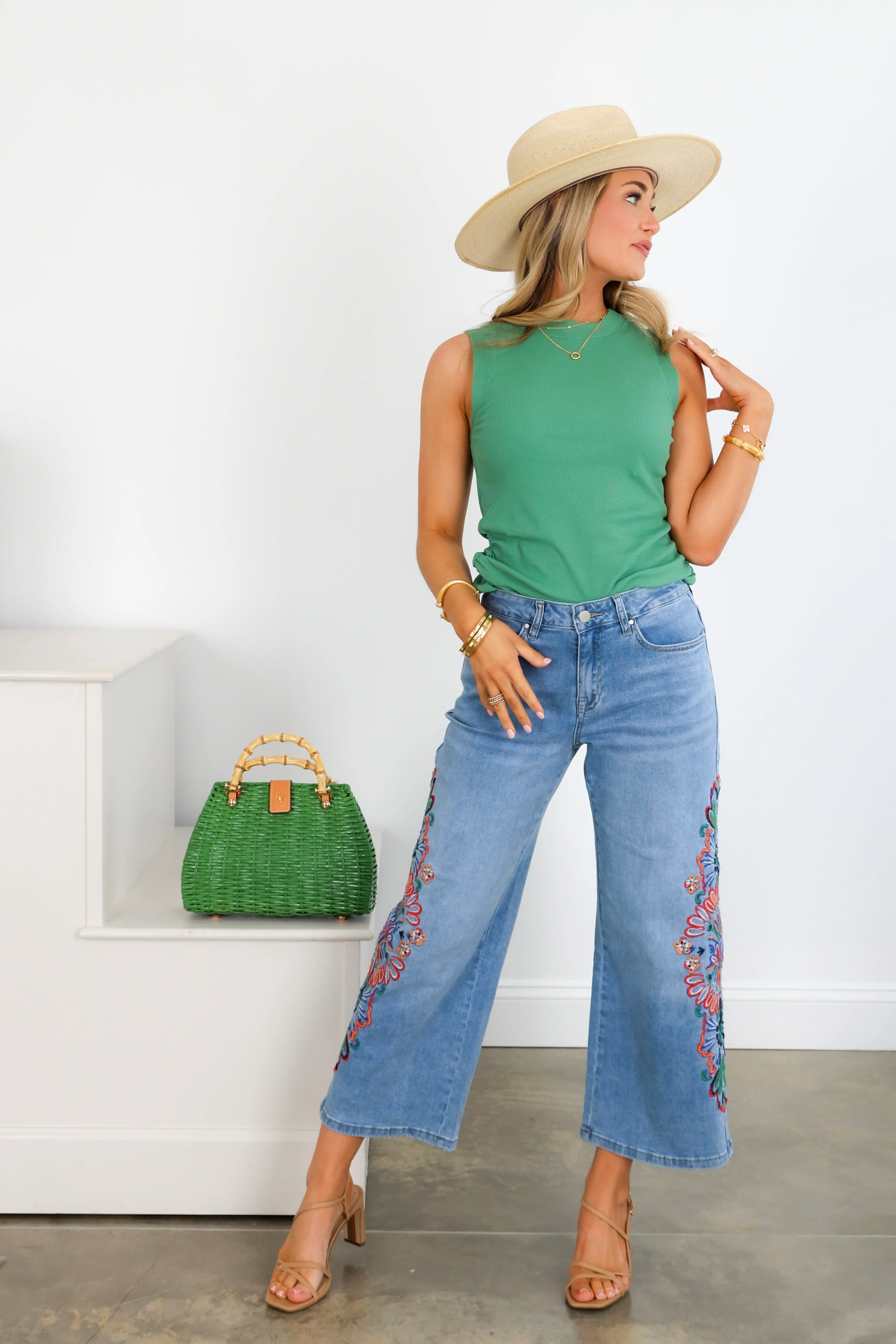 Tribal Audrey Desert Blue Wide Crop Jean - Image 2