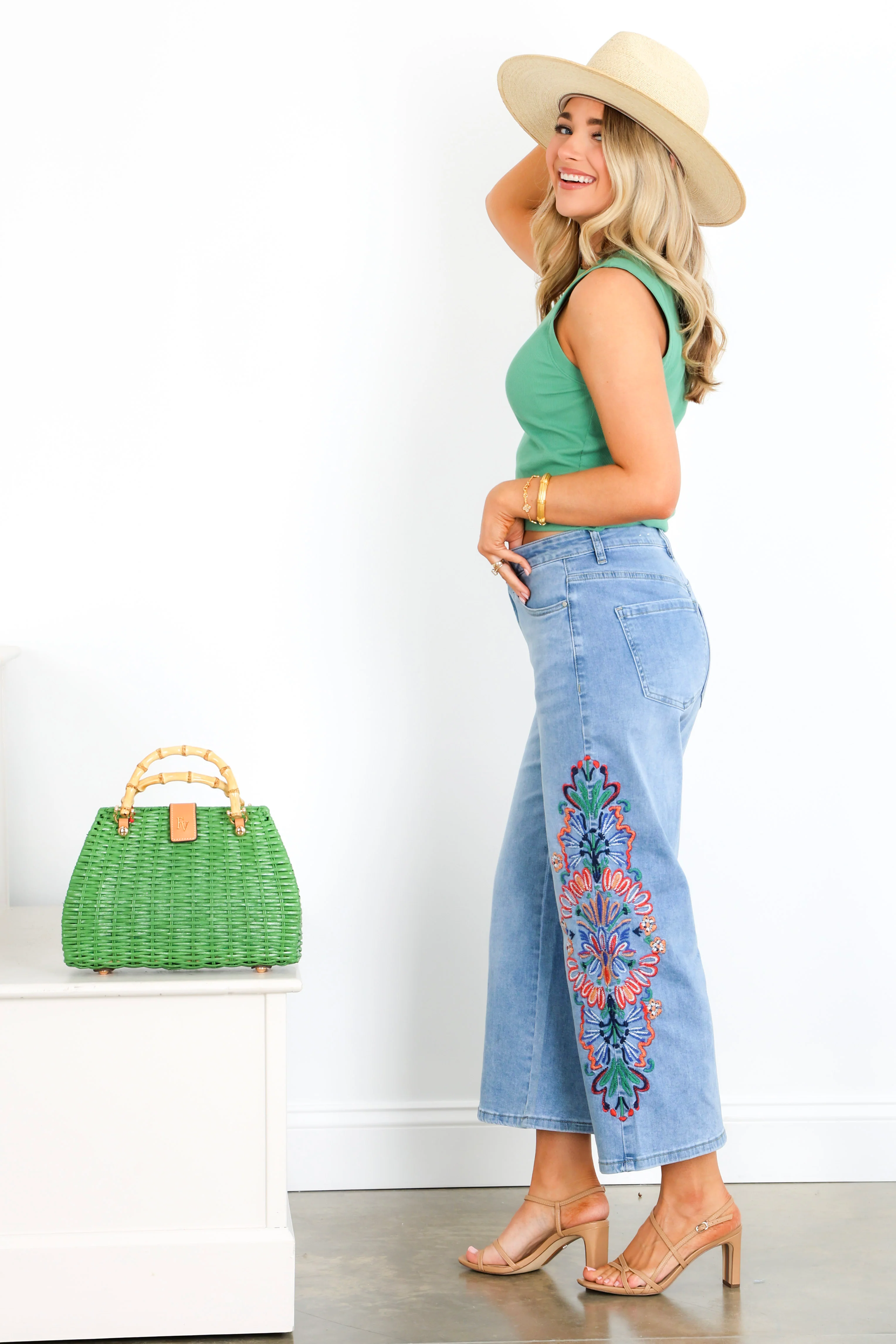 Tribal Audrey Desert Blue Wide Crop Jean - Image 3