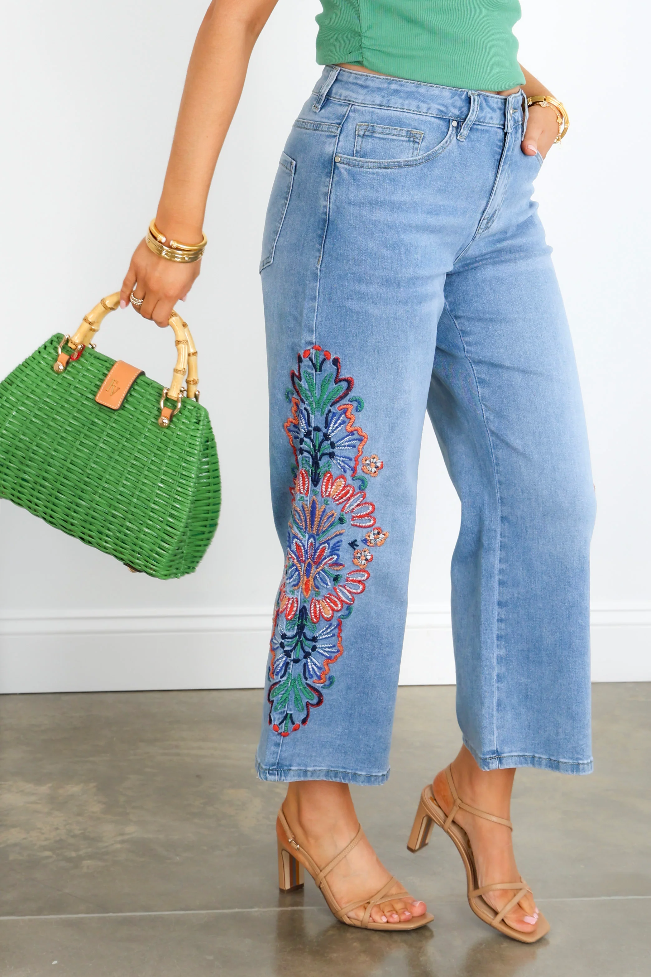 Tribal Audrey Desert Blue Wide Crop Jean - Image 4
