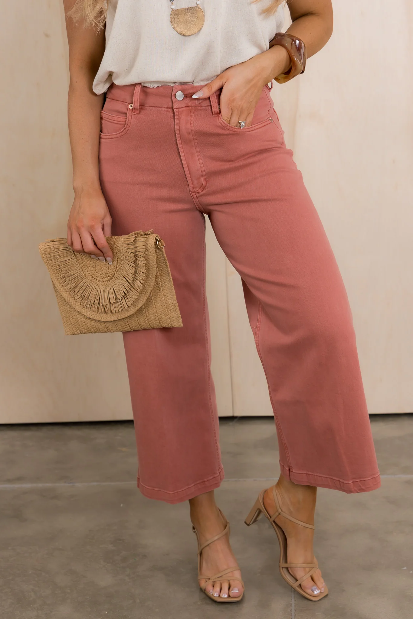 DEAR JOHN Audrey Terracotta Cropped Wide Leg Pant *Final Sale*