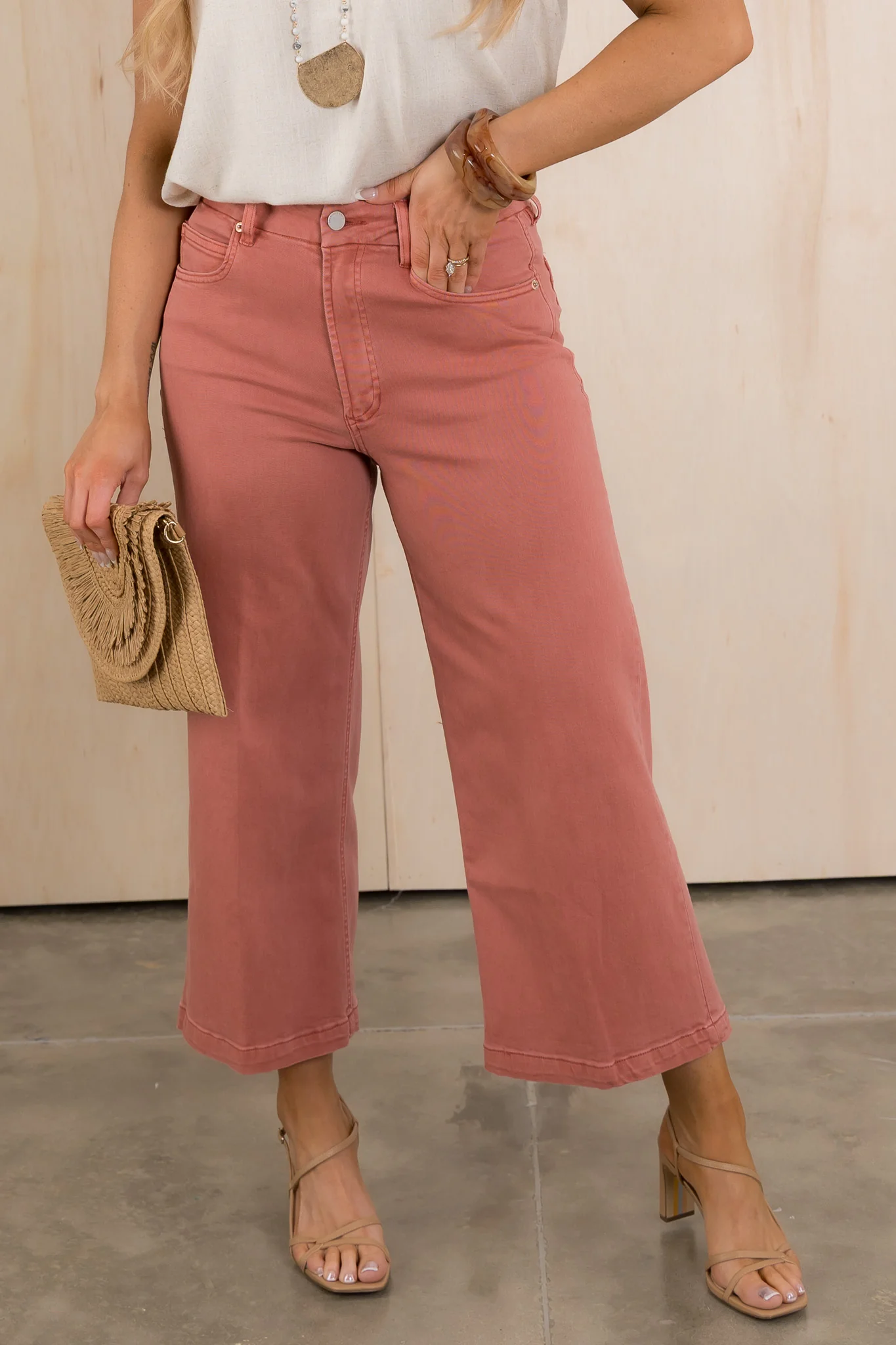 DEAR JOHN Audrey Terracotta Cropped Wide Leg Pant *Final Sale* - Image 3
