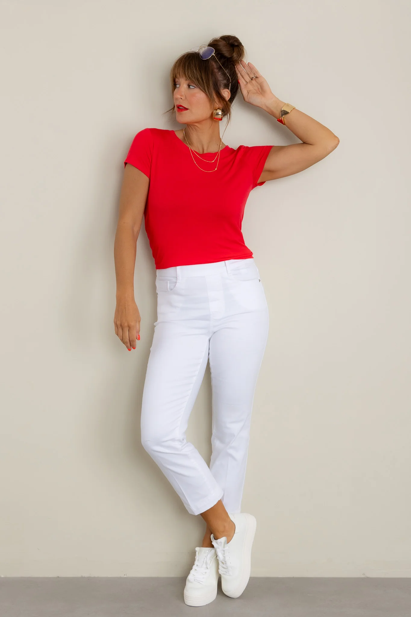Tribal Audrey Pull On White Straight Crop Jean - Image 2