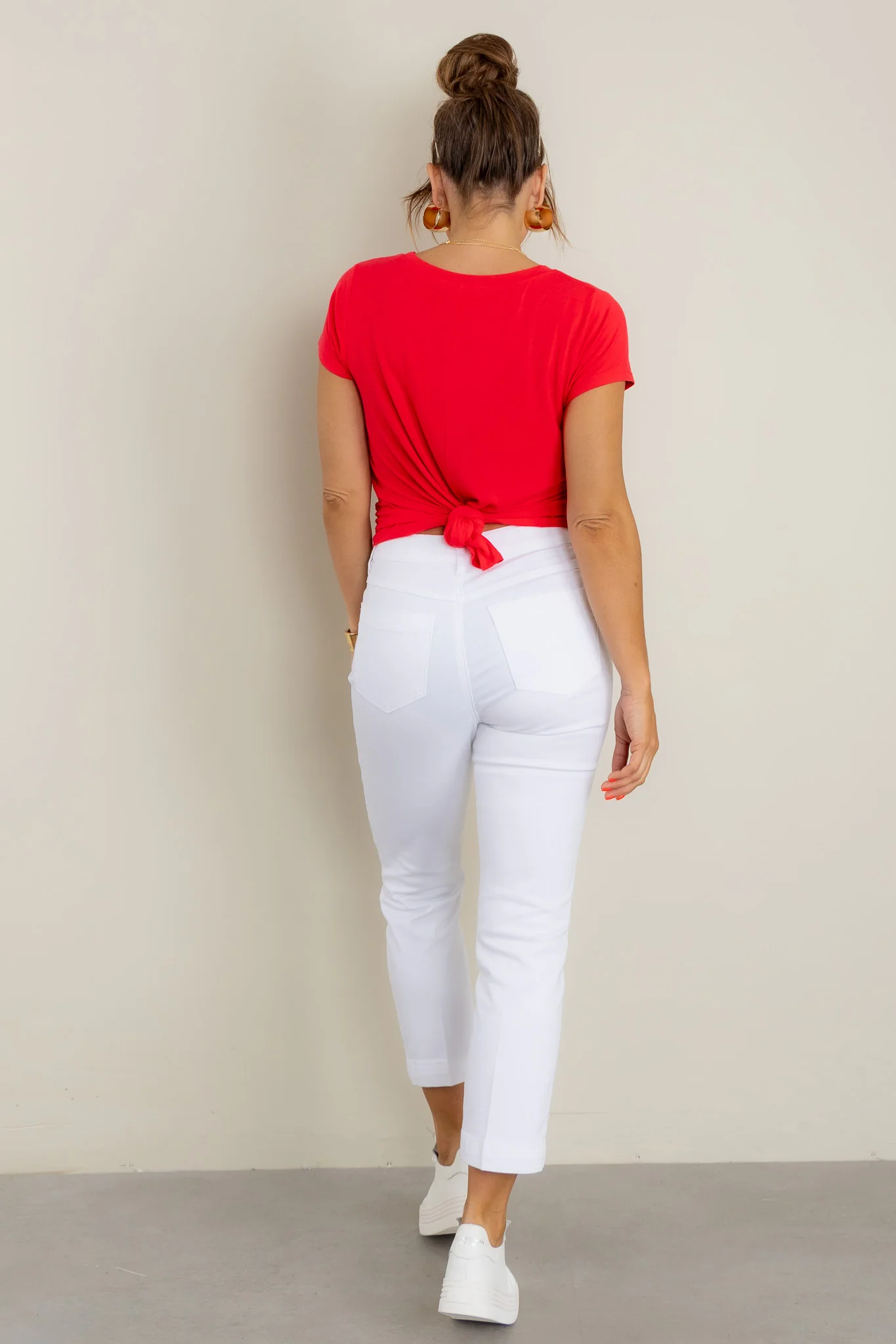 Tribal Audrey Pull On White Straight Crop Jean - Image 6