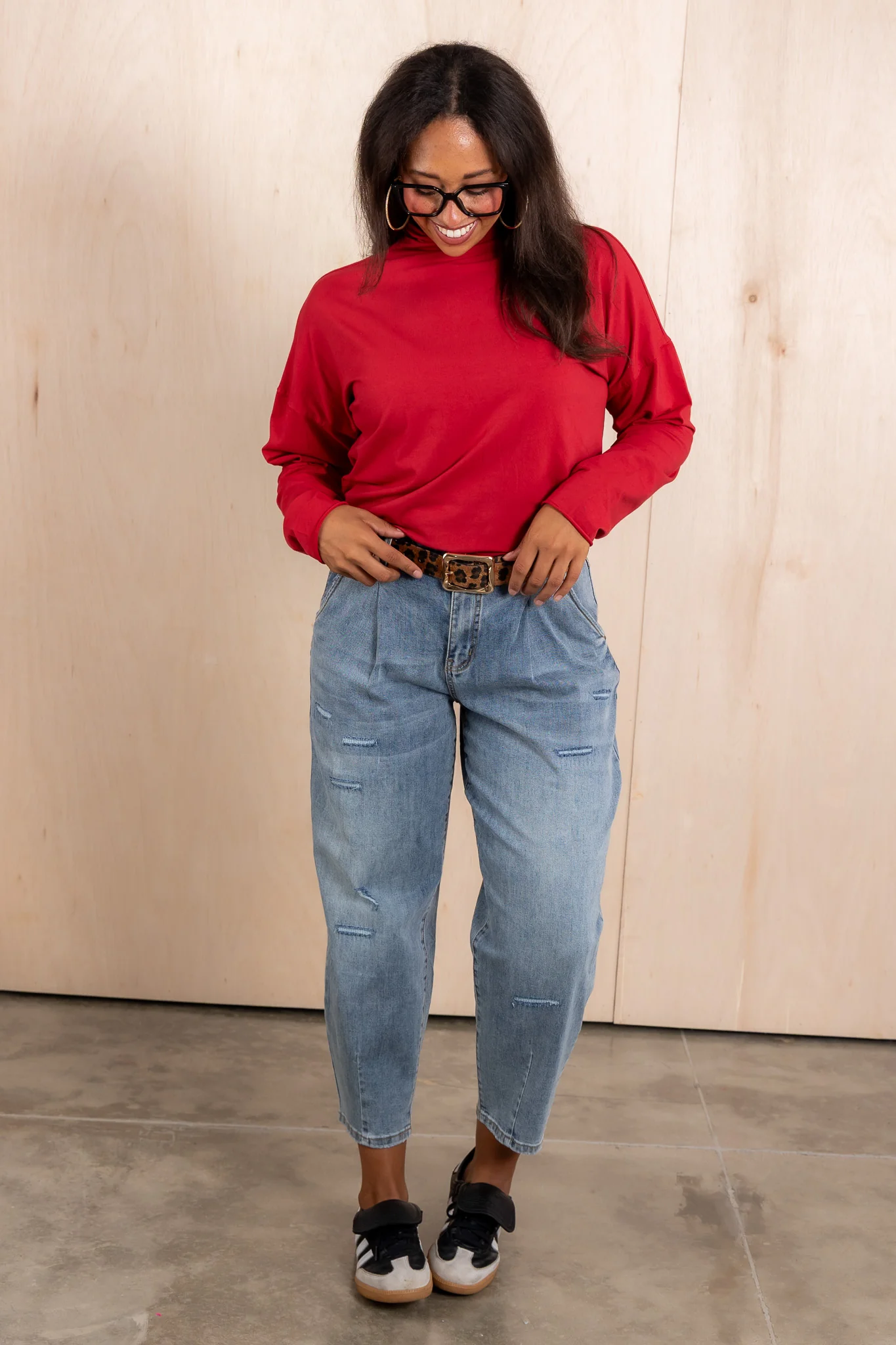 Tribal Audrey Washed Blue Distressed Barrel Jean - Image 4