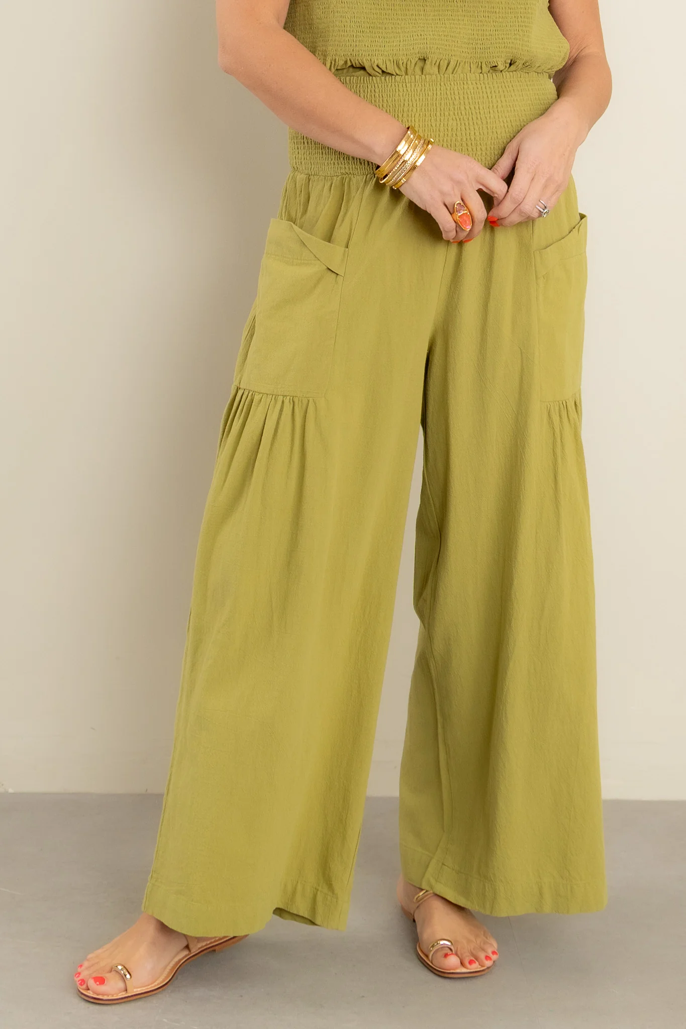 Avocado Smocked Waist Wide Leg Pant - FINAL SALE