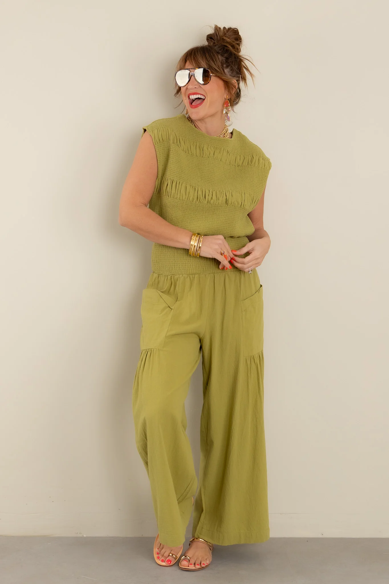 Avocado Smocked Waist Wide Leg Pant - FINAL SALE - Image 2
