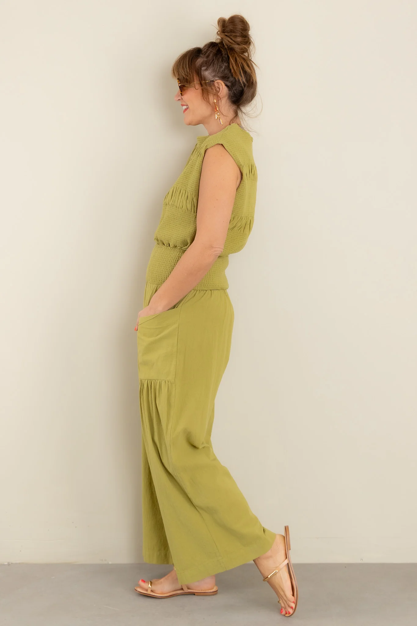 Avocado Smocked Waist Wide Leg Pant - FINAL SALE - Image 3