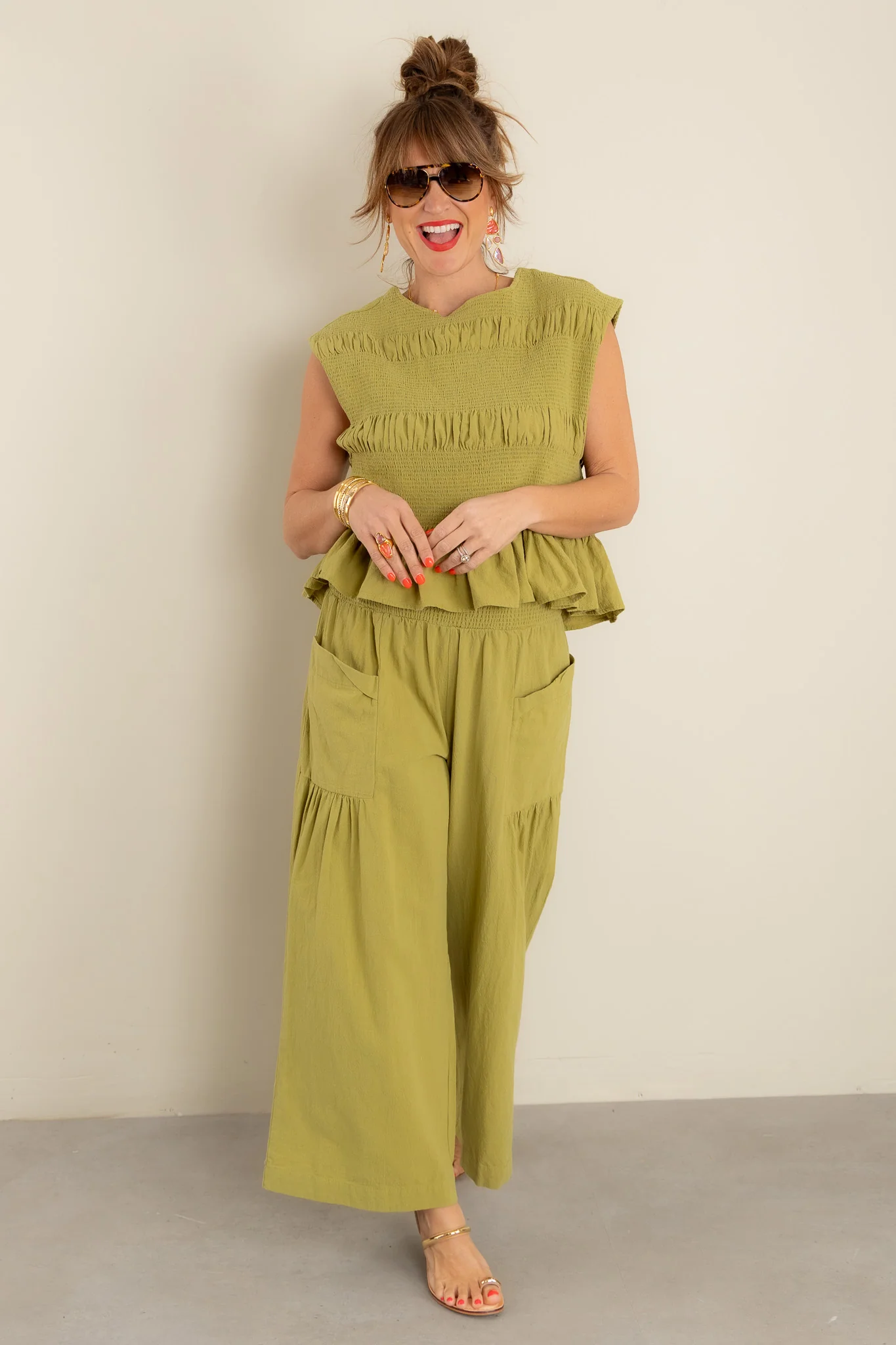 Avocado Smocked Waist Wide Leg Pant - FINAL SALE - Image 5