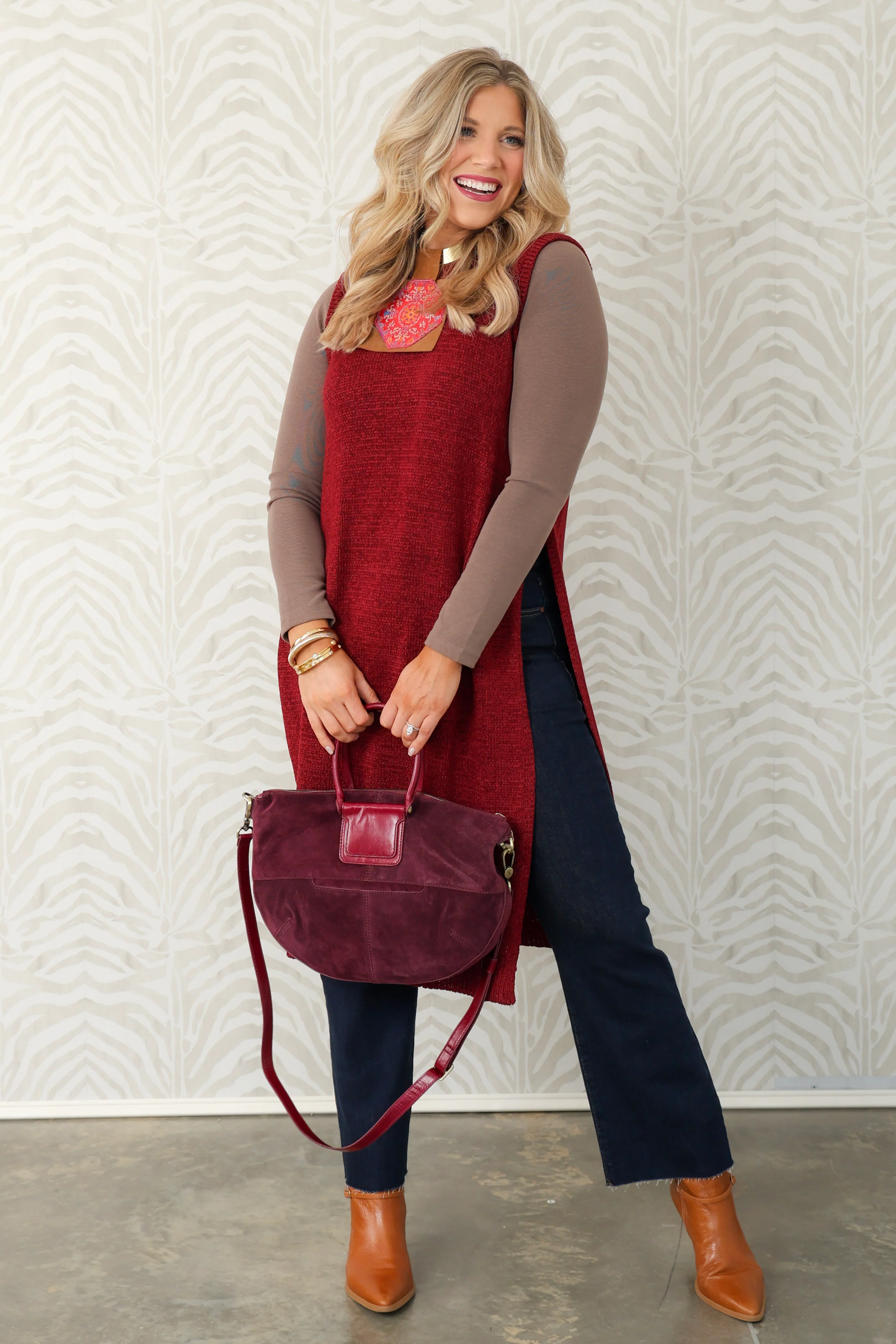 Back For You Wine Sleeveless Tunic Dress - Image 3