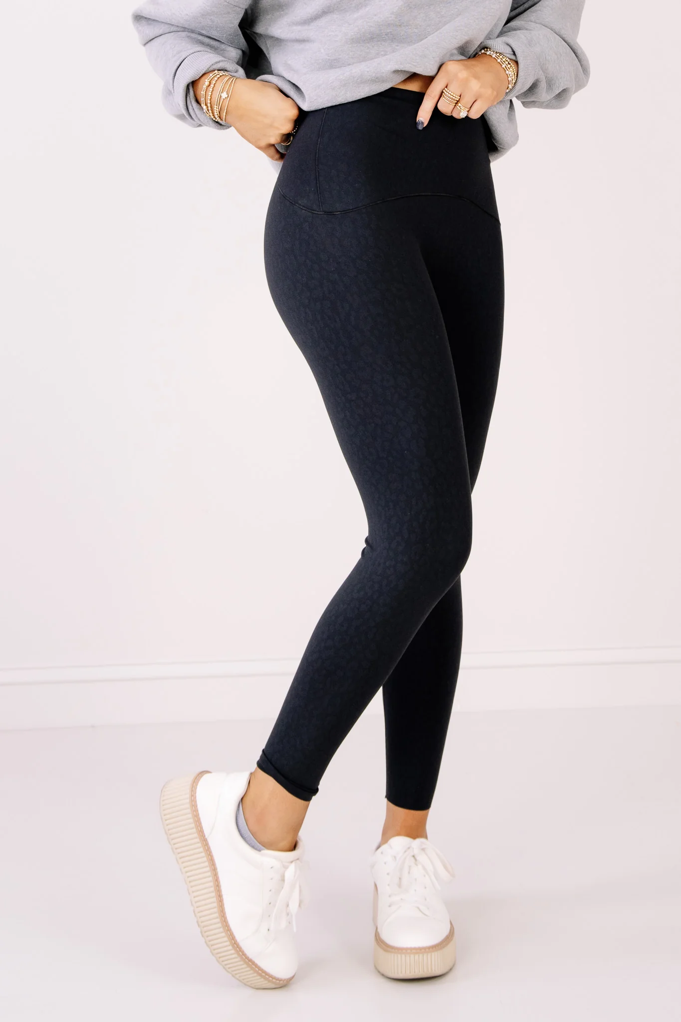 Spanx Booty Boost Embossed Leopard Very Black 7/8 Legging - Image 2