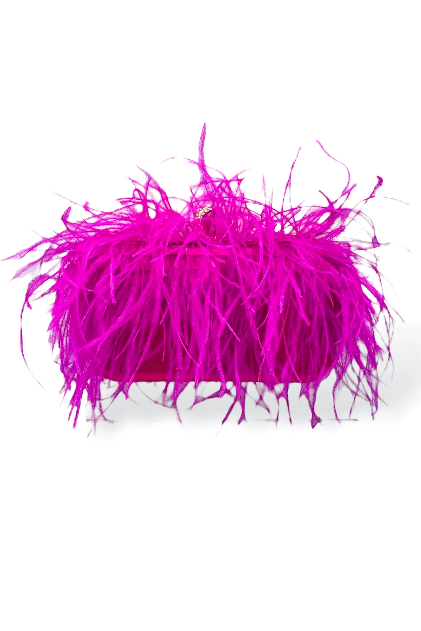 Truly Yours Fuchsia Feather Clutch Bag - Image 3