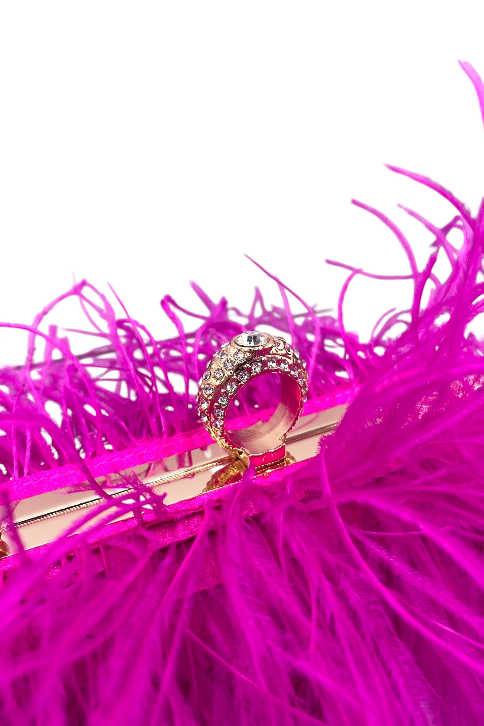Truly Yours Fuchsia Feather Clutch Bag - Image 4