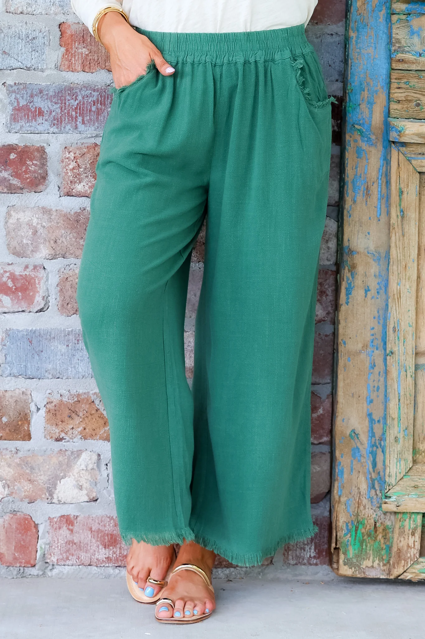 Best Memories Palm Green Wide Leg Pants - Image 2