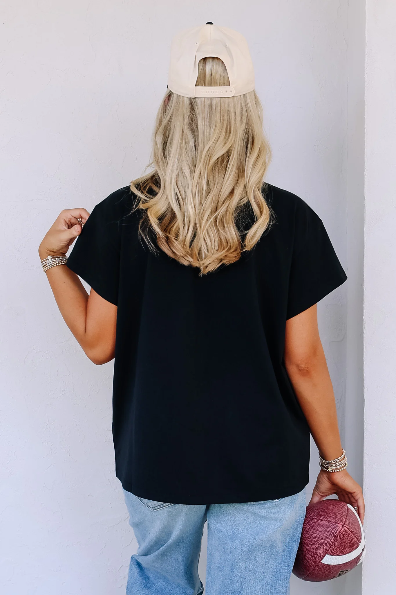 Queen Of Sparkles Black Jeweled Football Tee - Image 5