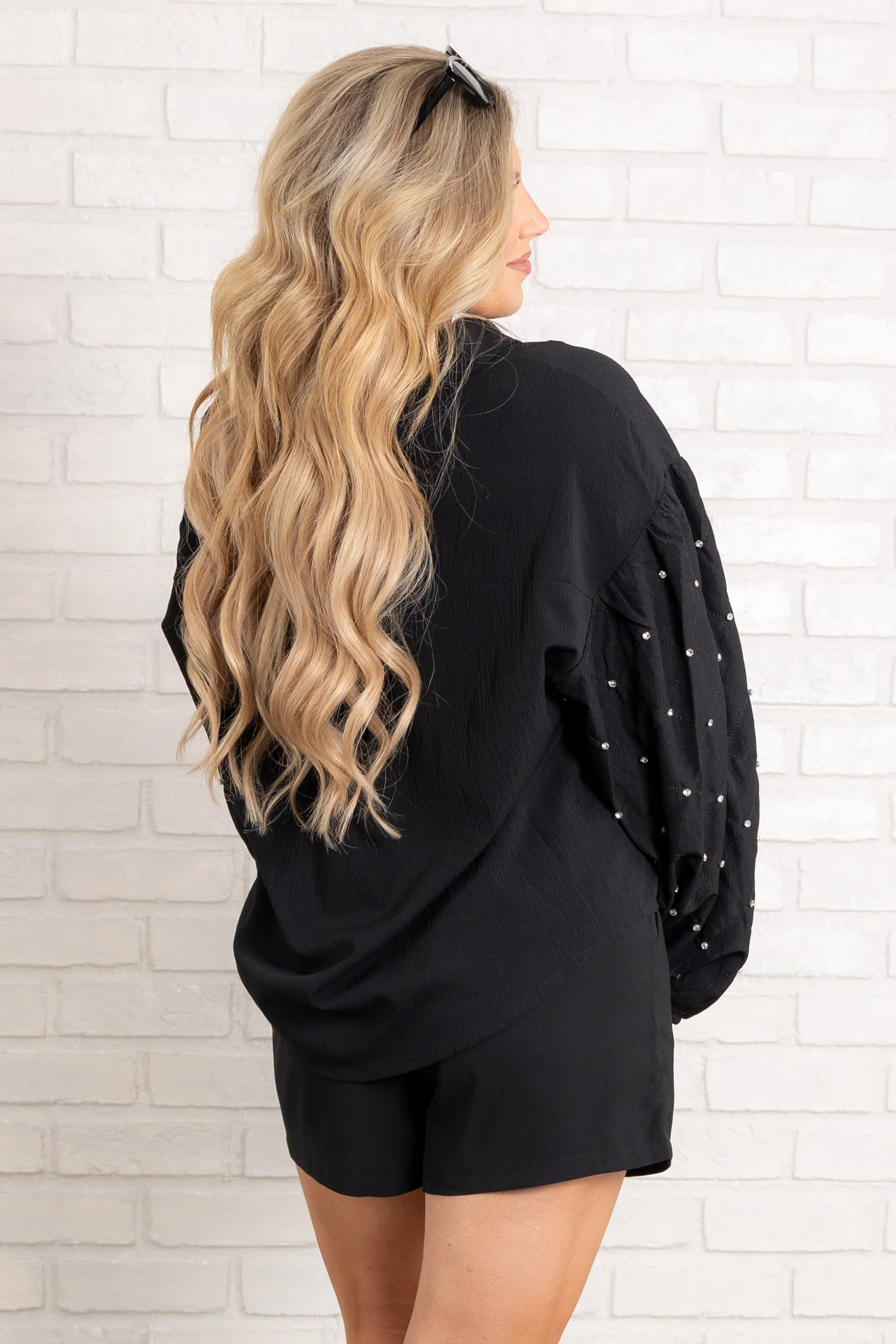 Glamorous Black Rhinestone Long Sleeve Top *Final Sale* - Image 4