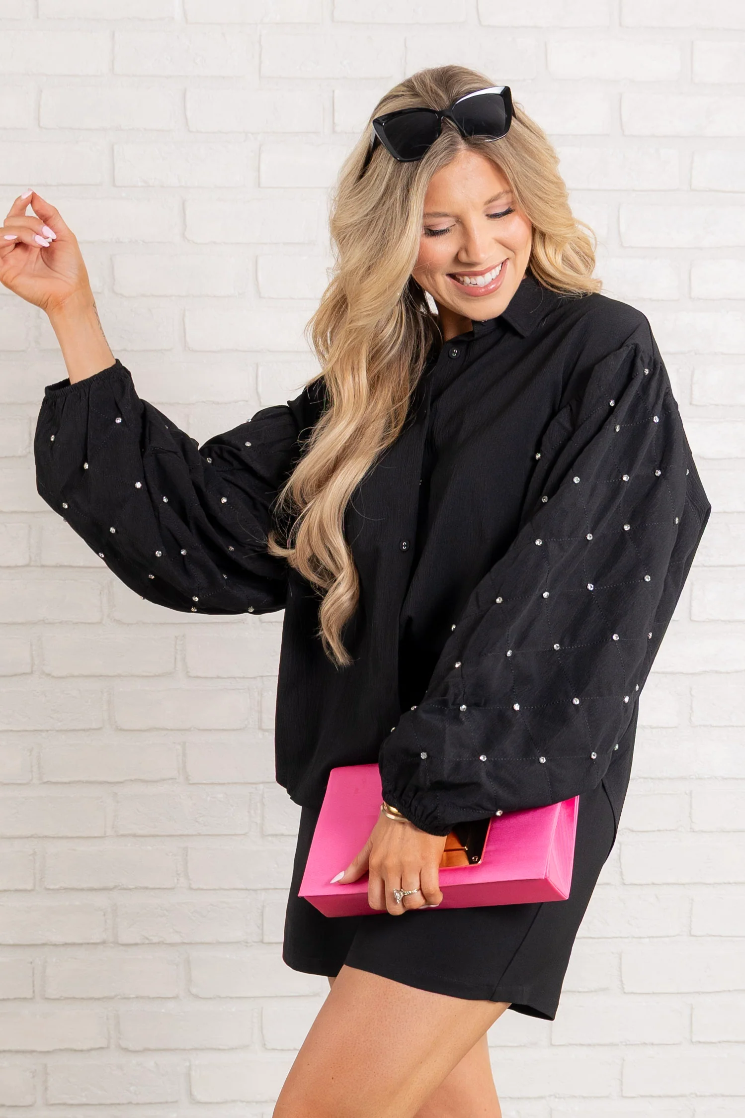 Glamorous Black Rhinestone Long Sleeve Top *Final Sale* - Image 6