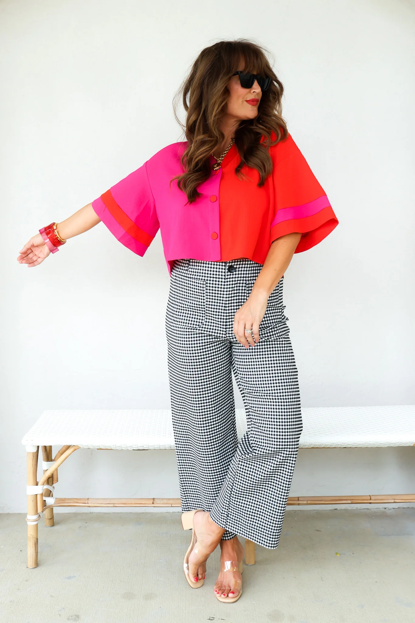 Taking My Time Black Gingham Straight Leg Pant - Image 5