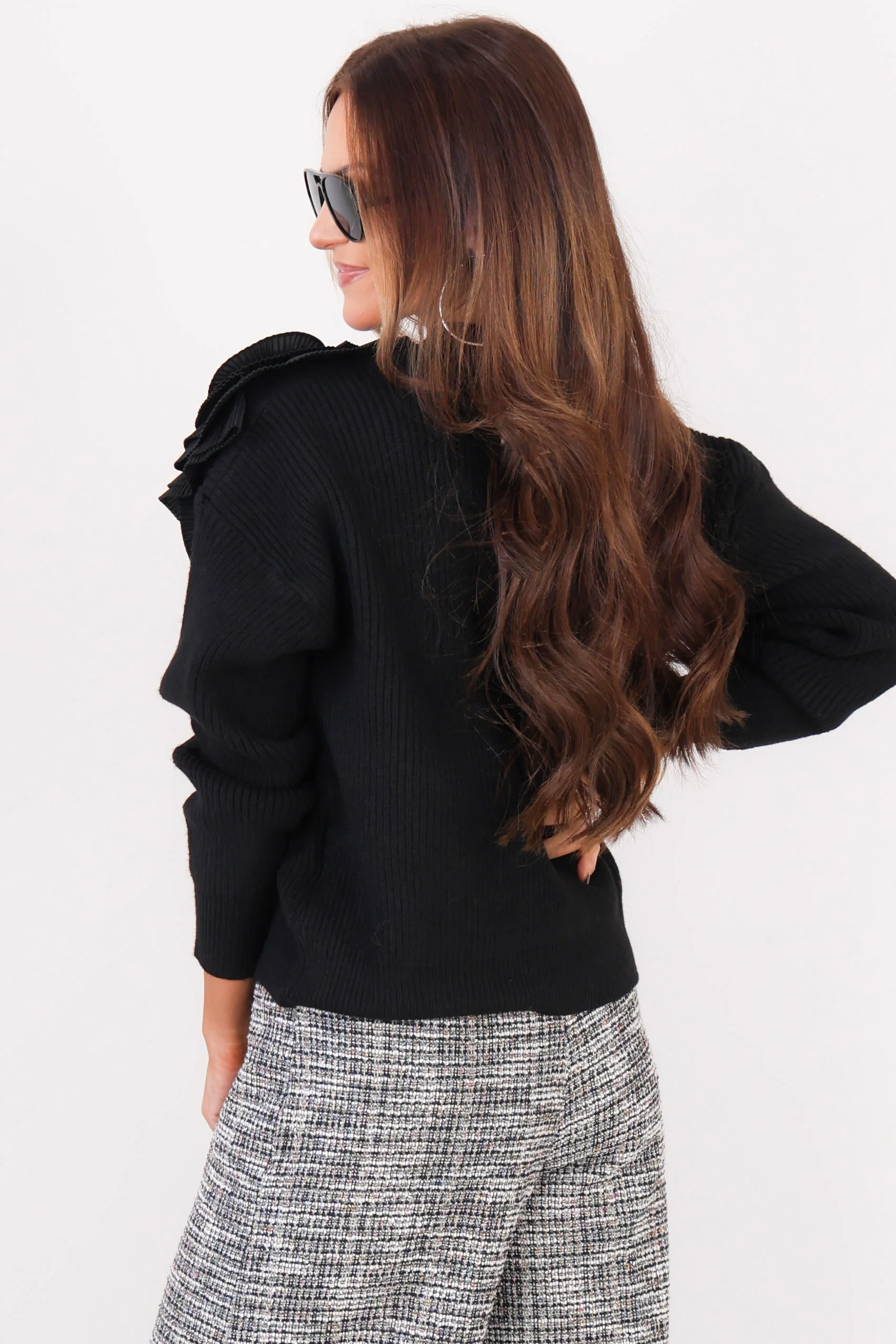 Molly Bracken Black Floral Long Sleeve Sweater - Image 4