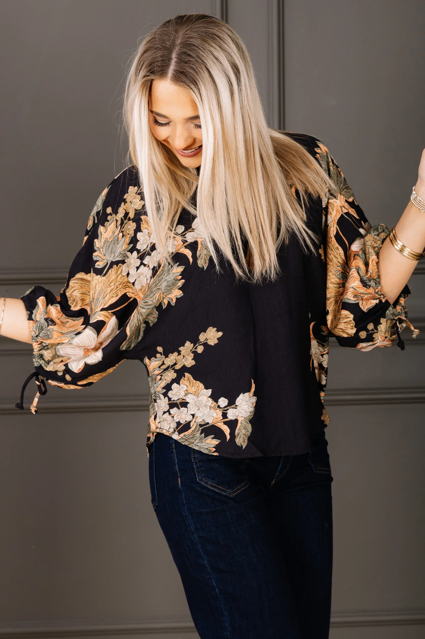 Highly of You Black Floral Short Sleeve Top - Image 3