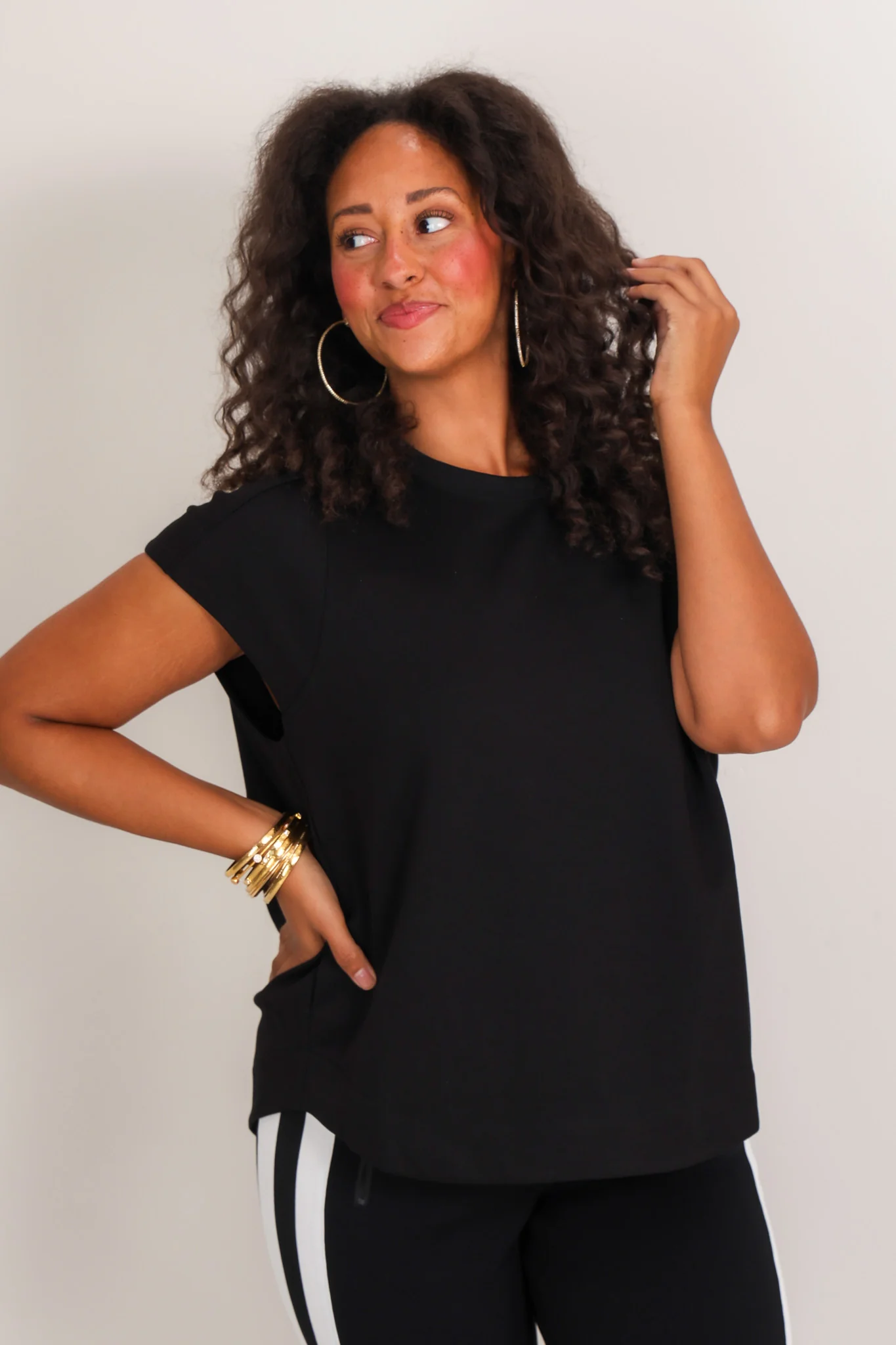 Today and Tomorrow Black Shot Sleeve Top - Image 6
