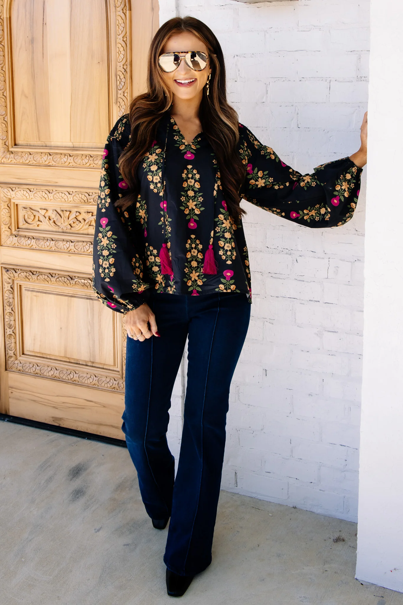 Peaceful Feeling Black Long Sleeve Blouse - Image 4
