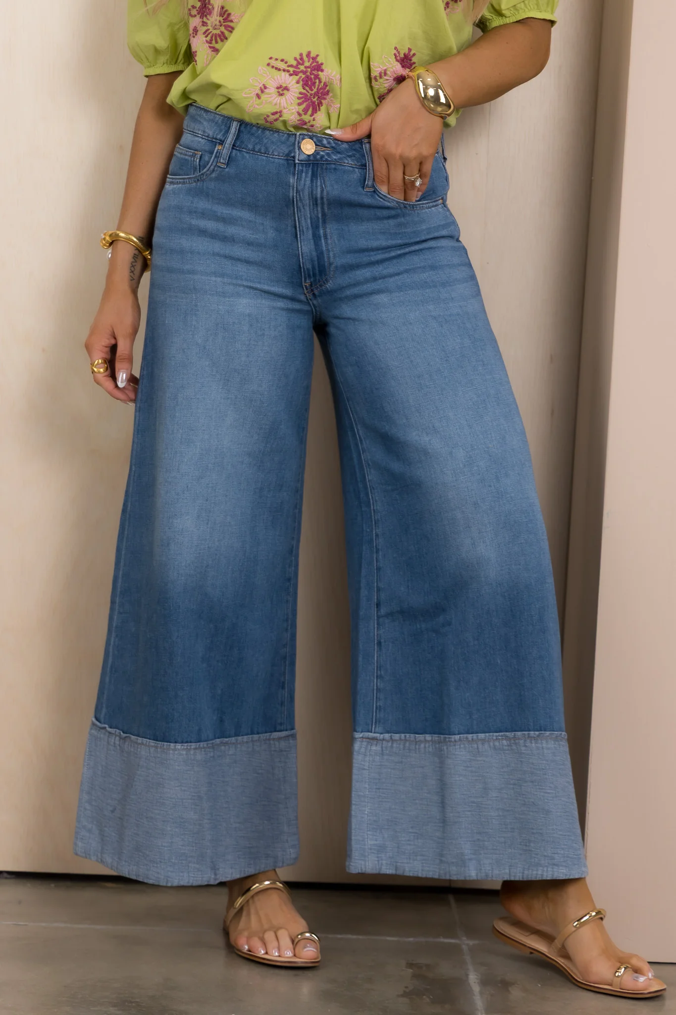 Blake Cropped Medium Wash Wide Leg Jean *Final Sale* - Image 2