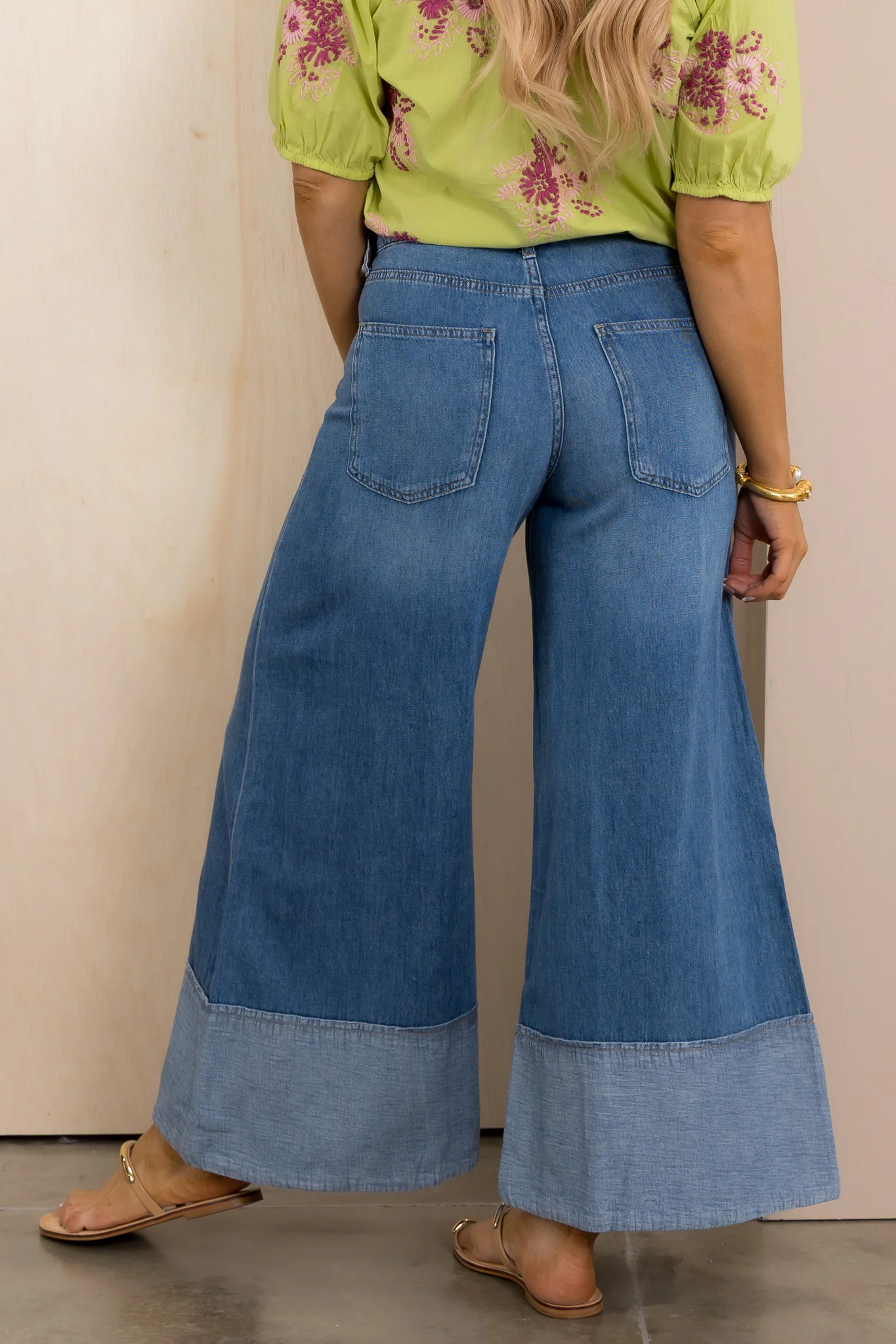 Blake Cropped Medium Wash Wide Leg Jean *Final Sale* - Image 3