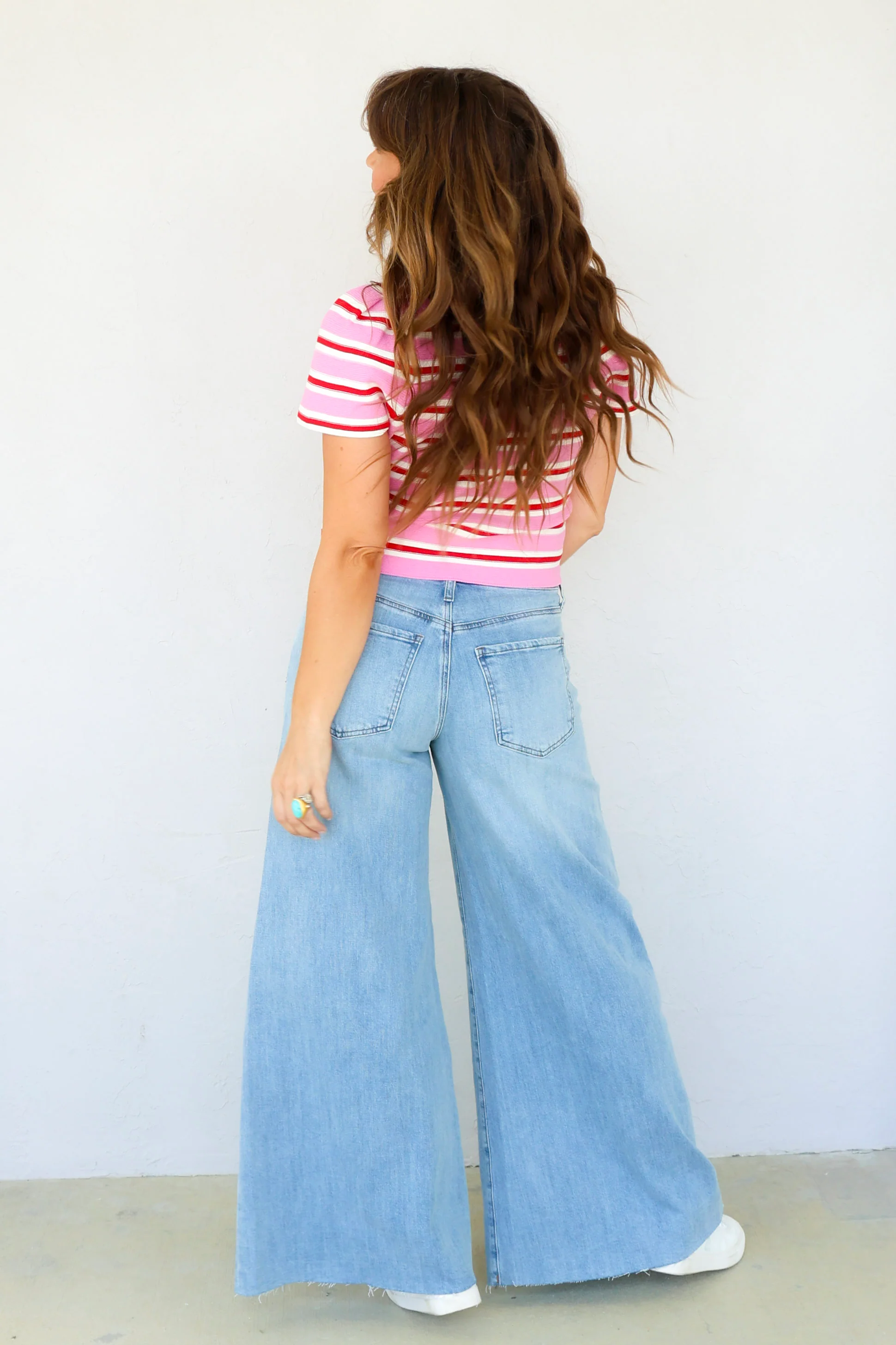 Blake High Rise Fab Ab Super Wide Leg Raw Hem - Image 5