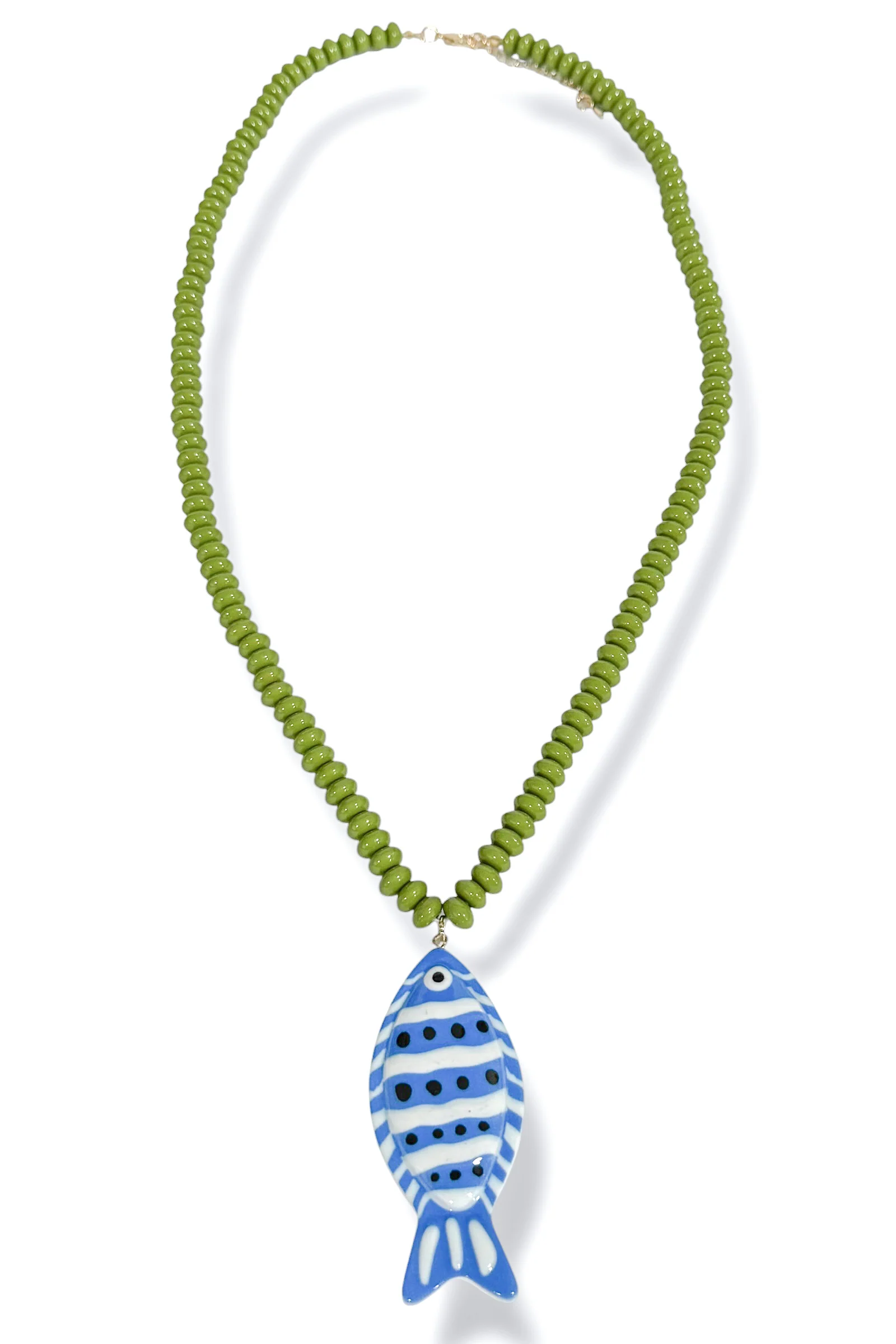 In The Tropics Blue Green Fish Beaded Necklace
