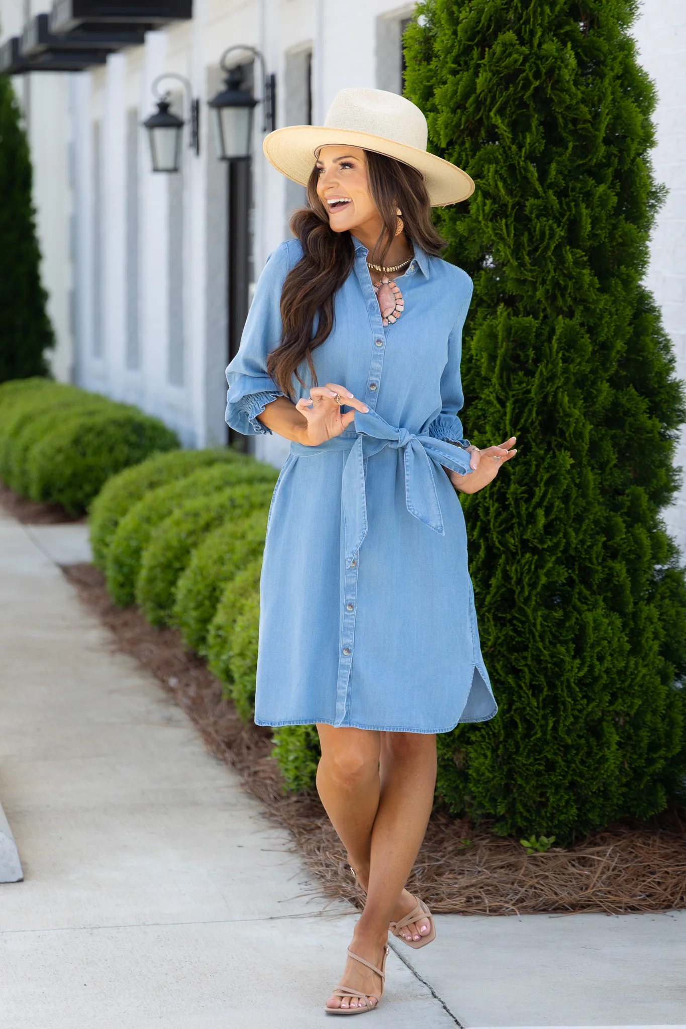DOORBUSTER Abby Bluewash Long Sleeve Mini Dress - Image 2