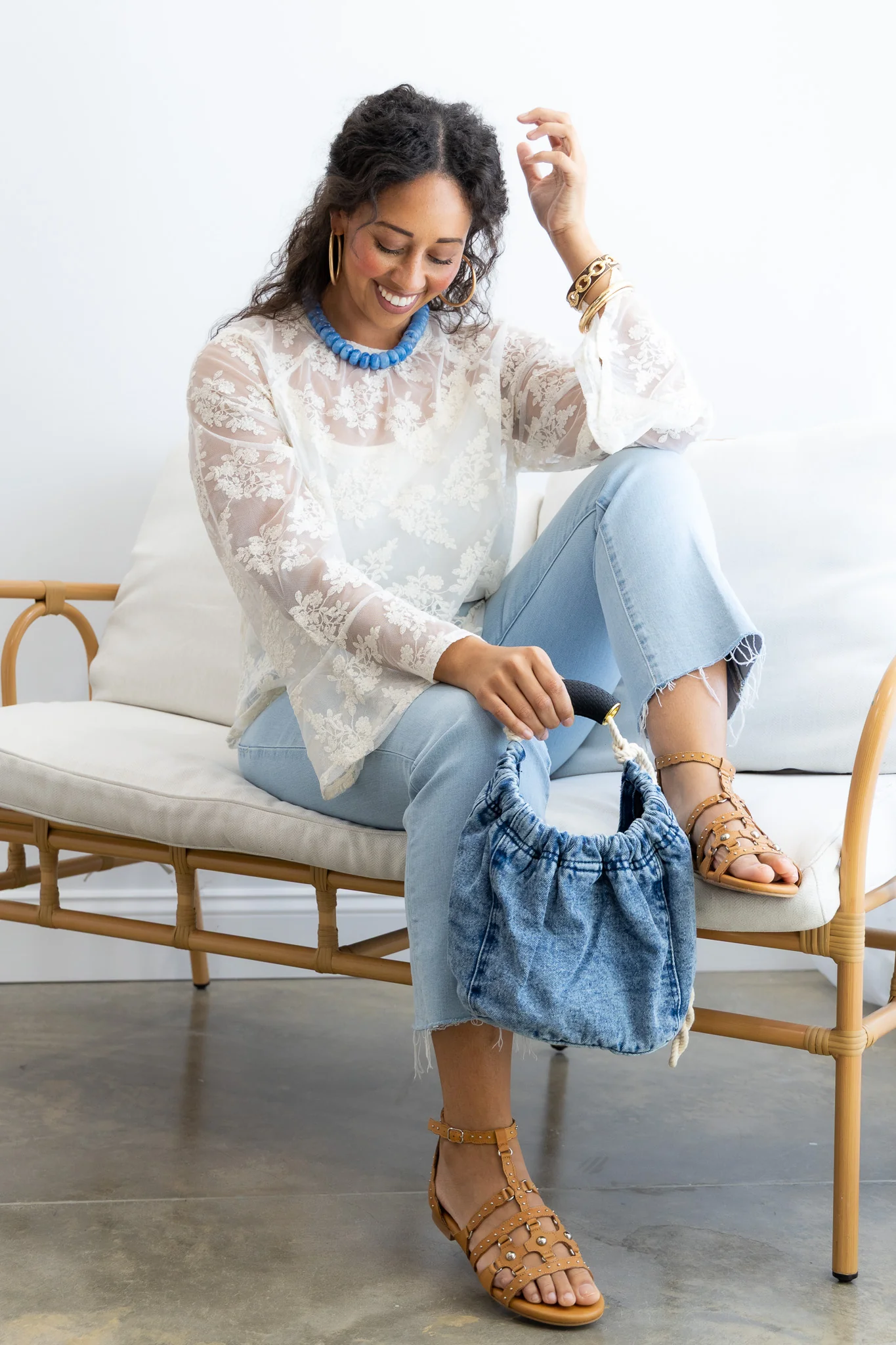 Sanctuary Boho Vintage Ivory Lace Long Sleeve Blouse - Image 5