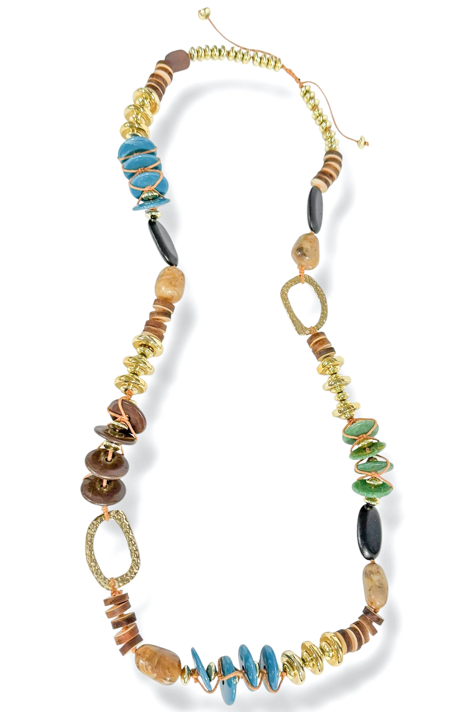 Hurry Home Boho Wooden Beads Statement Necklace