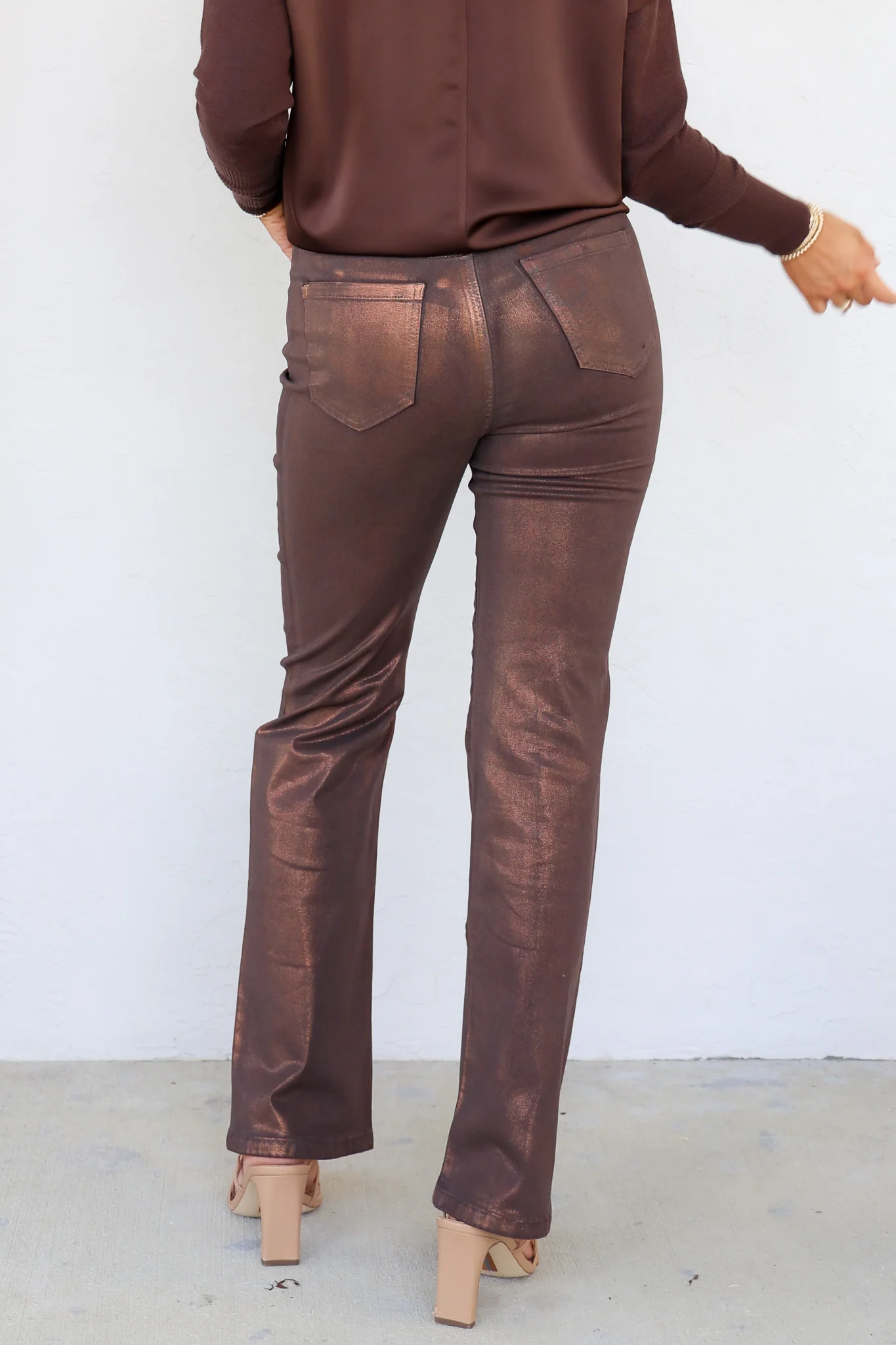 Payne Bronze Metallic Flare Leg Pants - Image 5