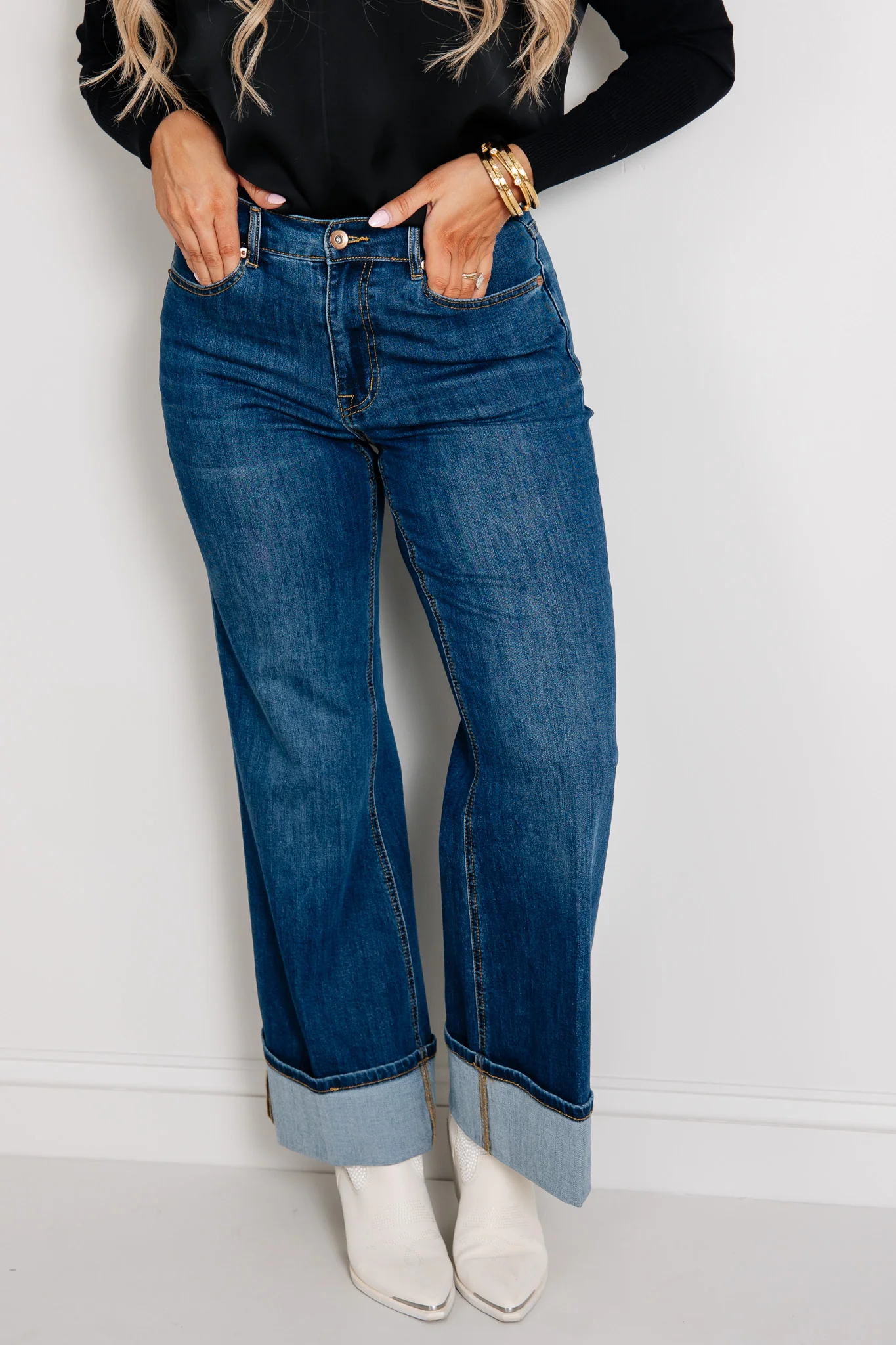 Tribal Brooke Antique Blue Palazzo Cuffed Jean - Image 3