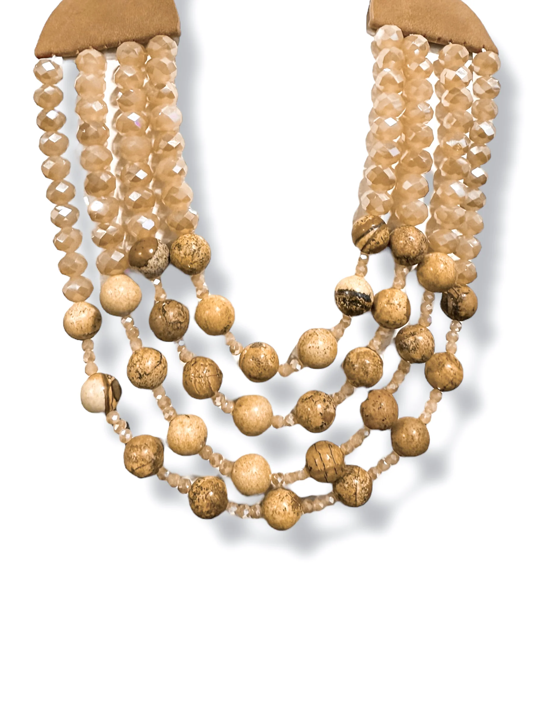 High Roller Brown Glass & Stone Layered Statement Necklace