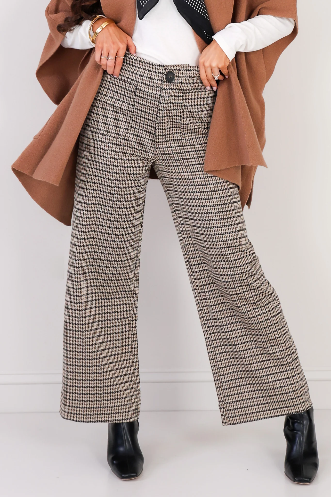 Reminds You Brown Houndstooth Straight Leg Pant