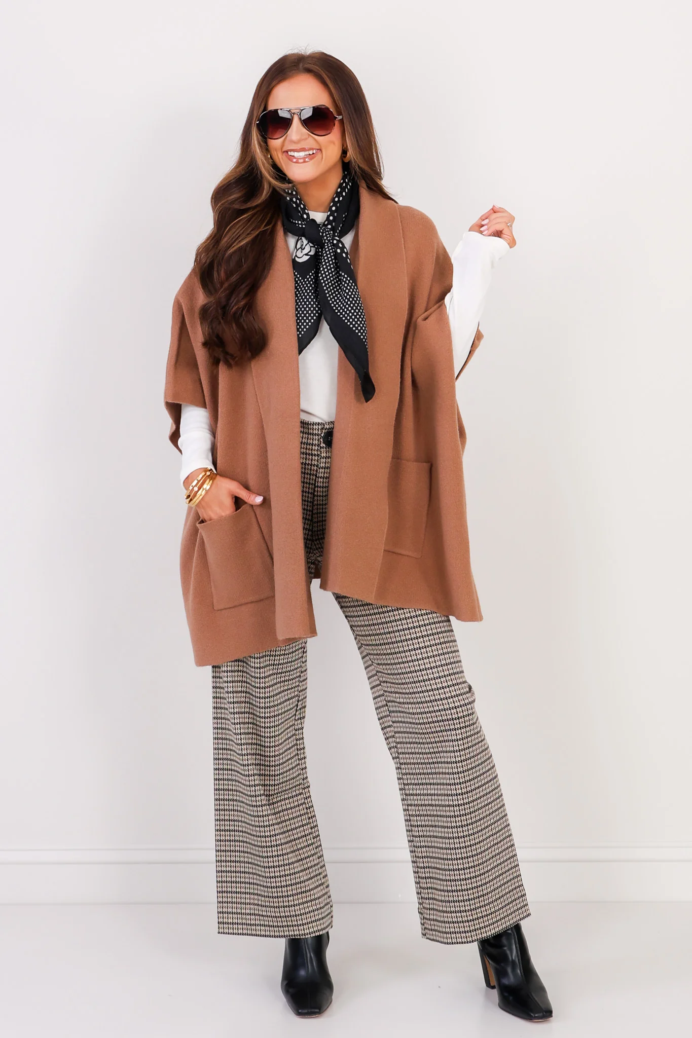 Reminds You Brown Houndstooth Straight Leg Pant - Image 3