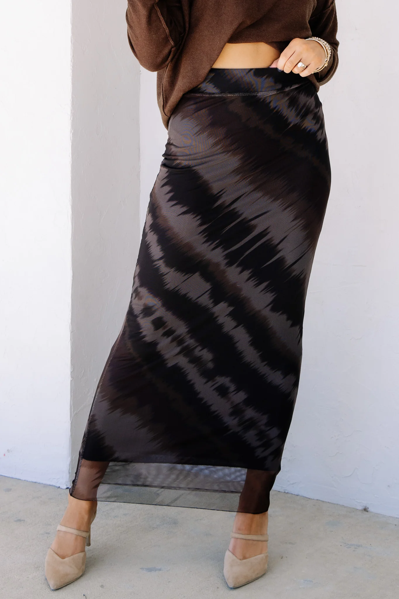 Scottie Brown Abstract Print Maxi Skirt