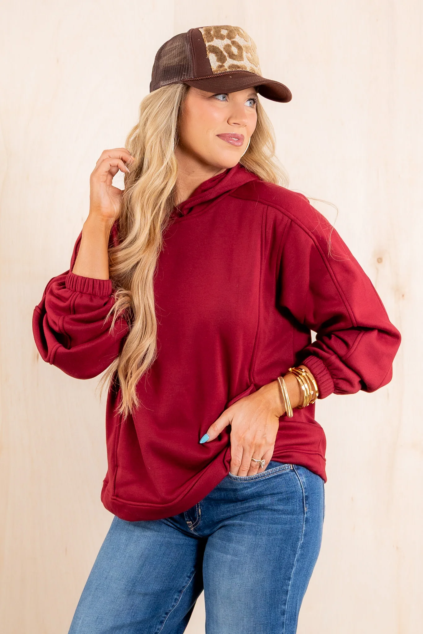 Fall Escape Red Velvet Long Sleeve Hoodie