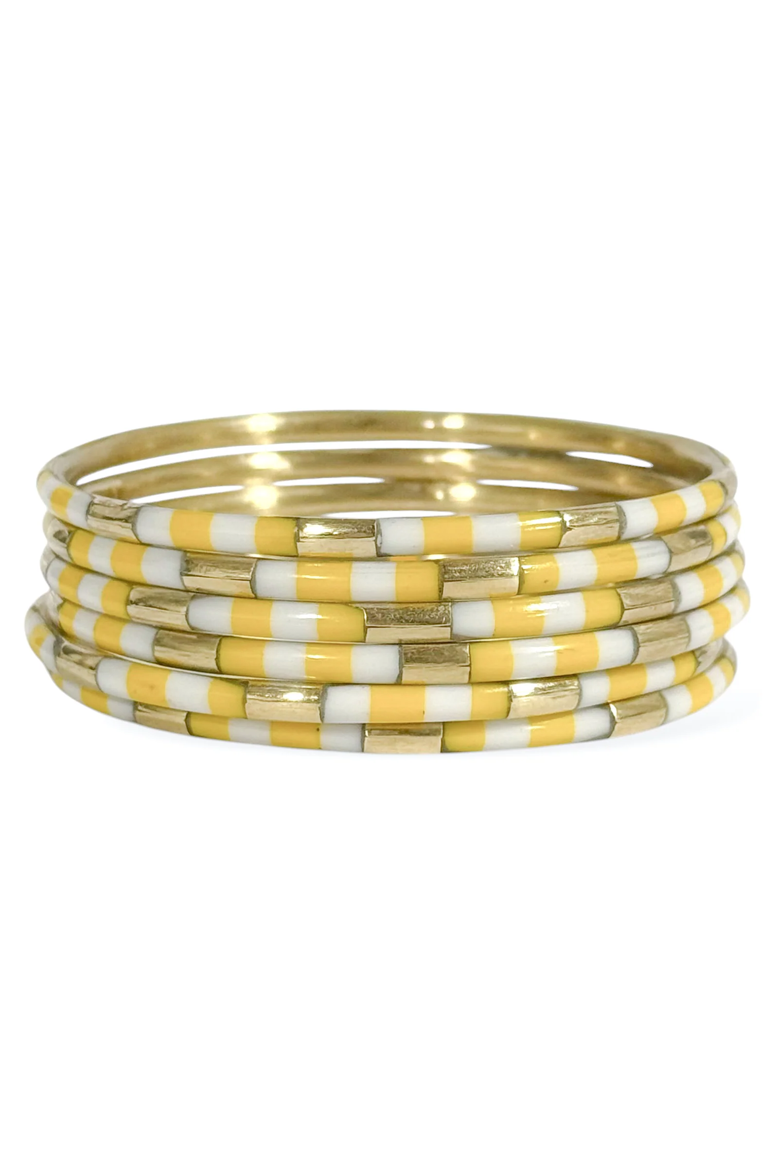 BudhaGirl Veda White and Yellow Bangle Bracelets Set of 6