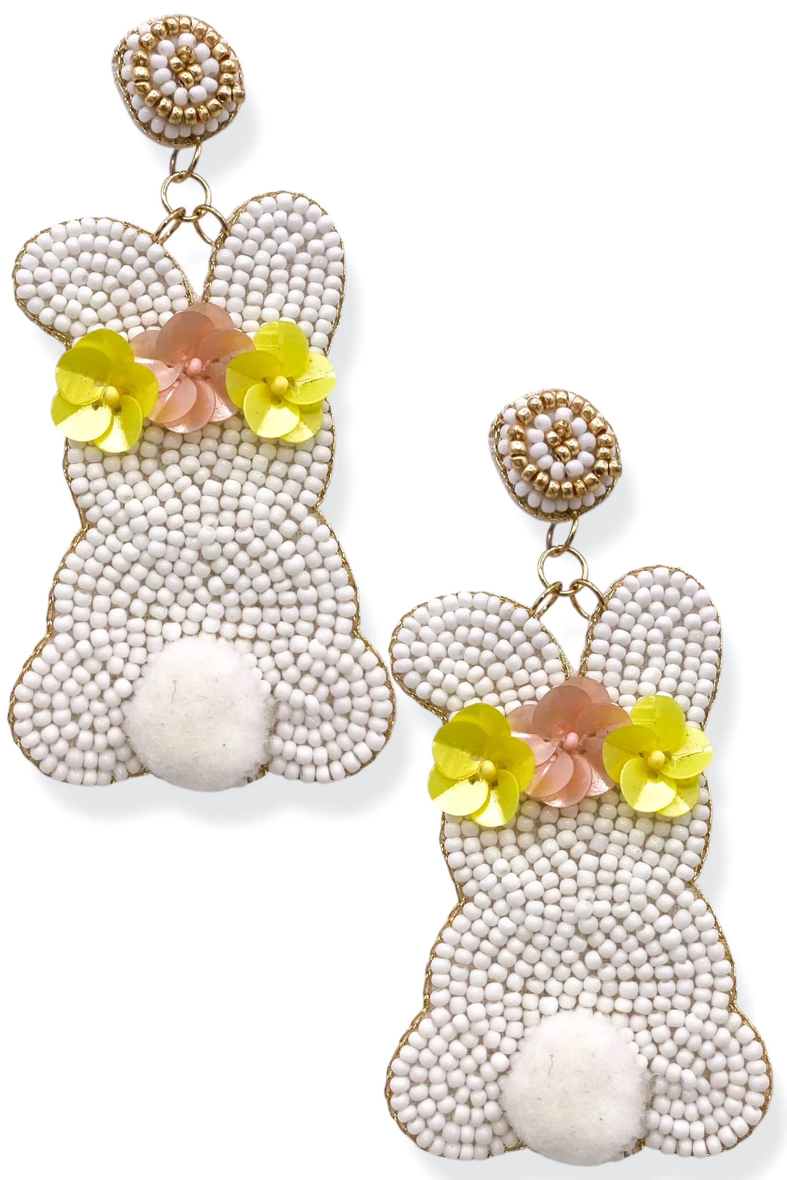 Don't Worry, Be Hoppy Beaded Bunny Earrings