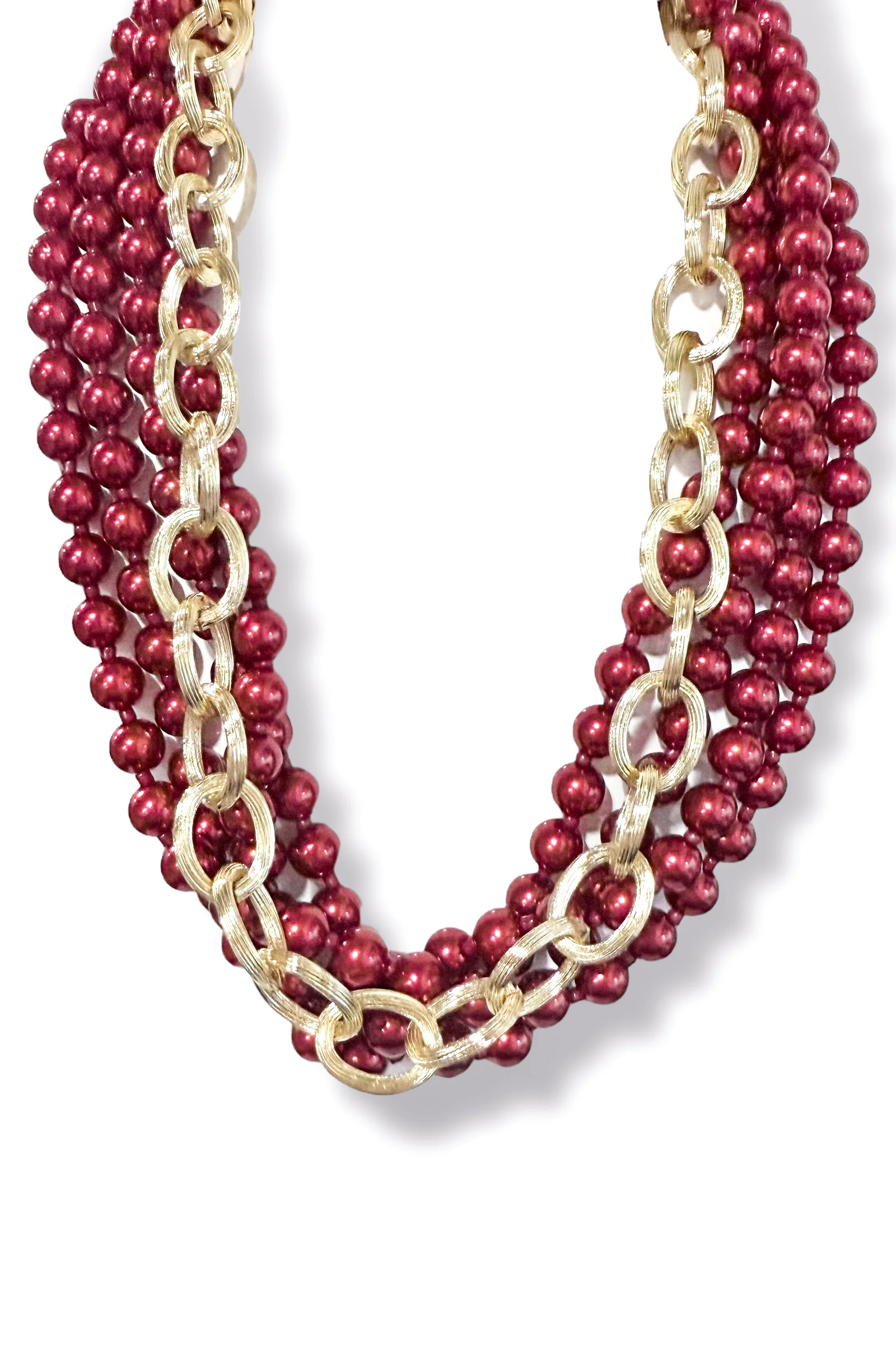 Moving Forward Burgundy Layered Pearl Necklace
