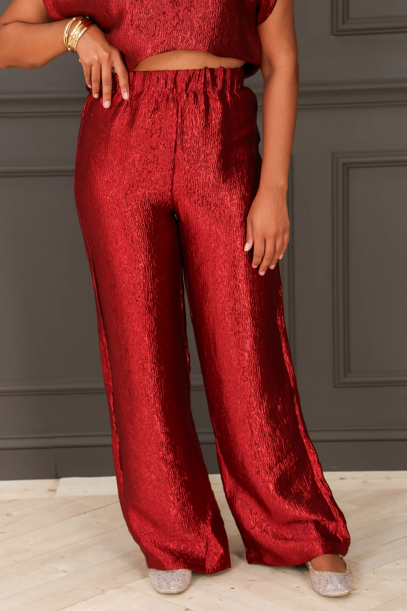 Oura Burgundy Wide Leg Pant - Image 3