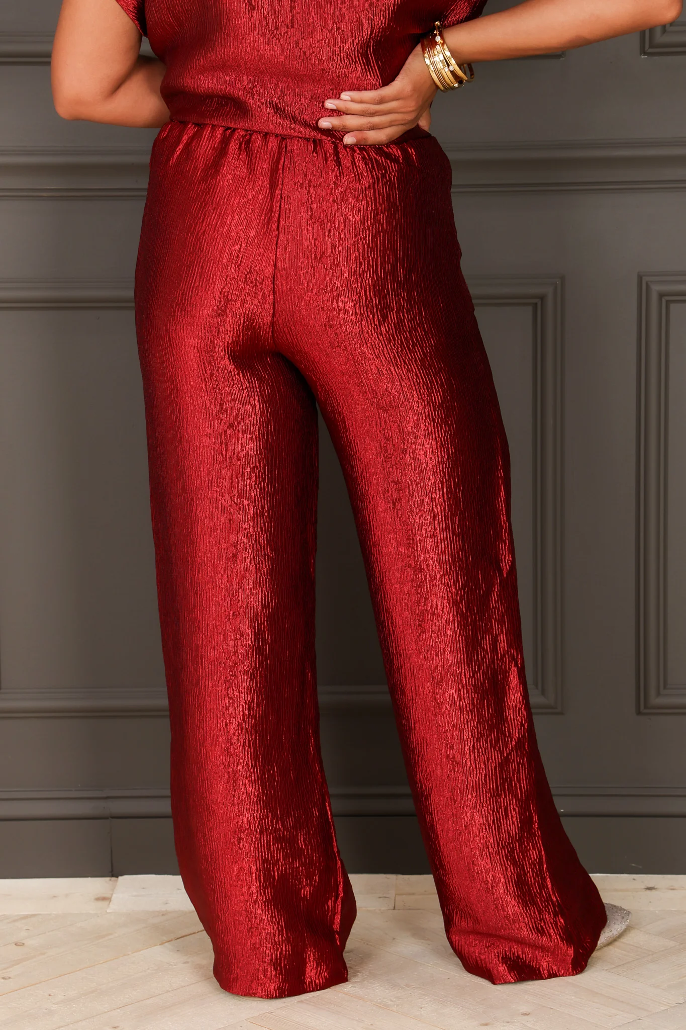 Oura Burgundy Wide Leg Pant - Image 4