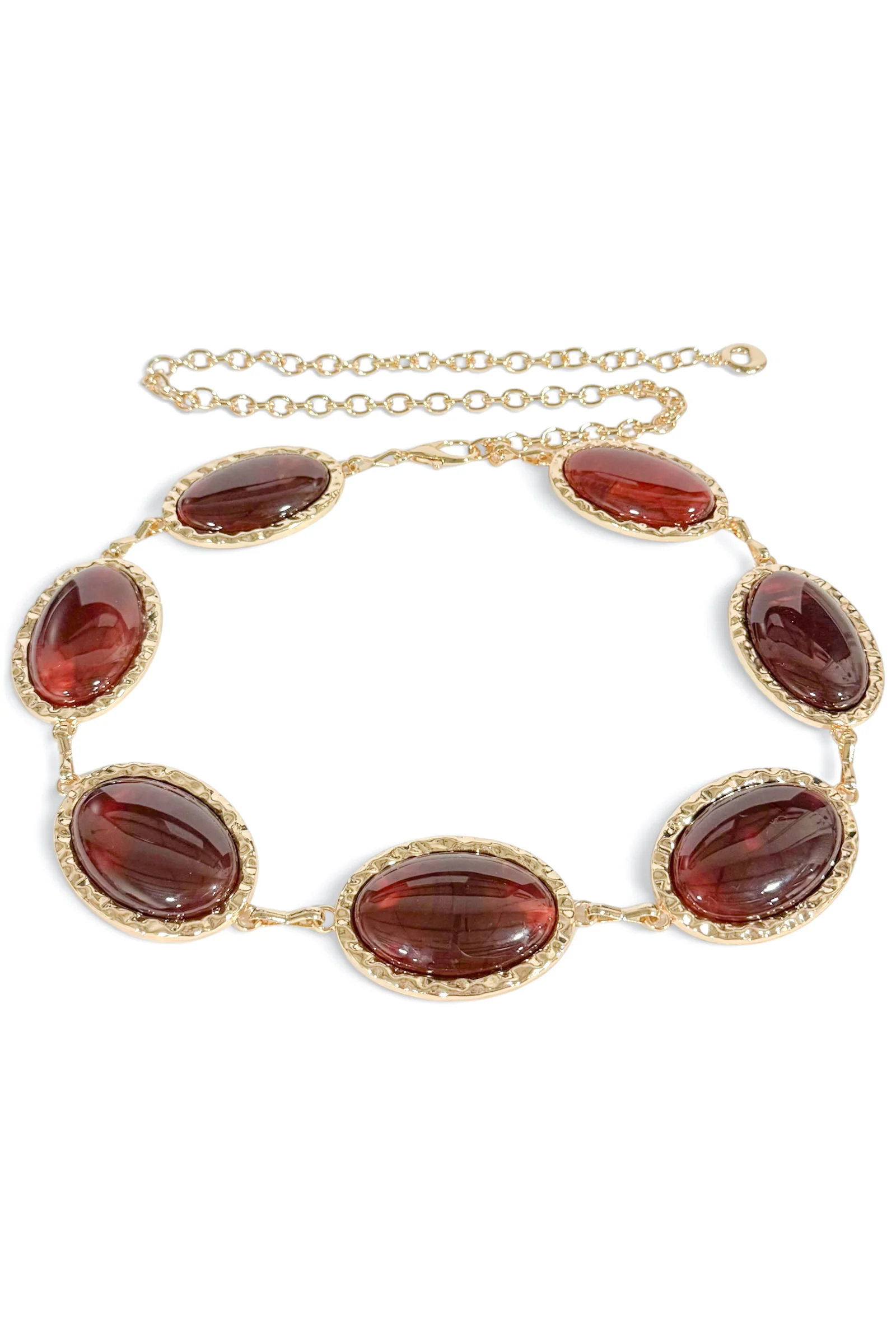 Emily Gold and Burgundy Vintage Medallion Chain Belt