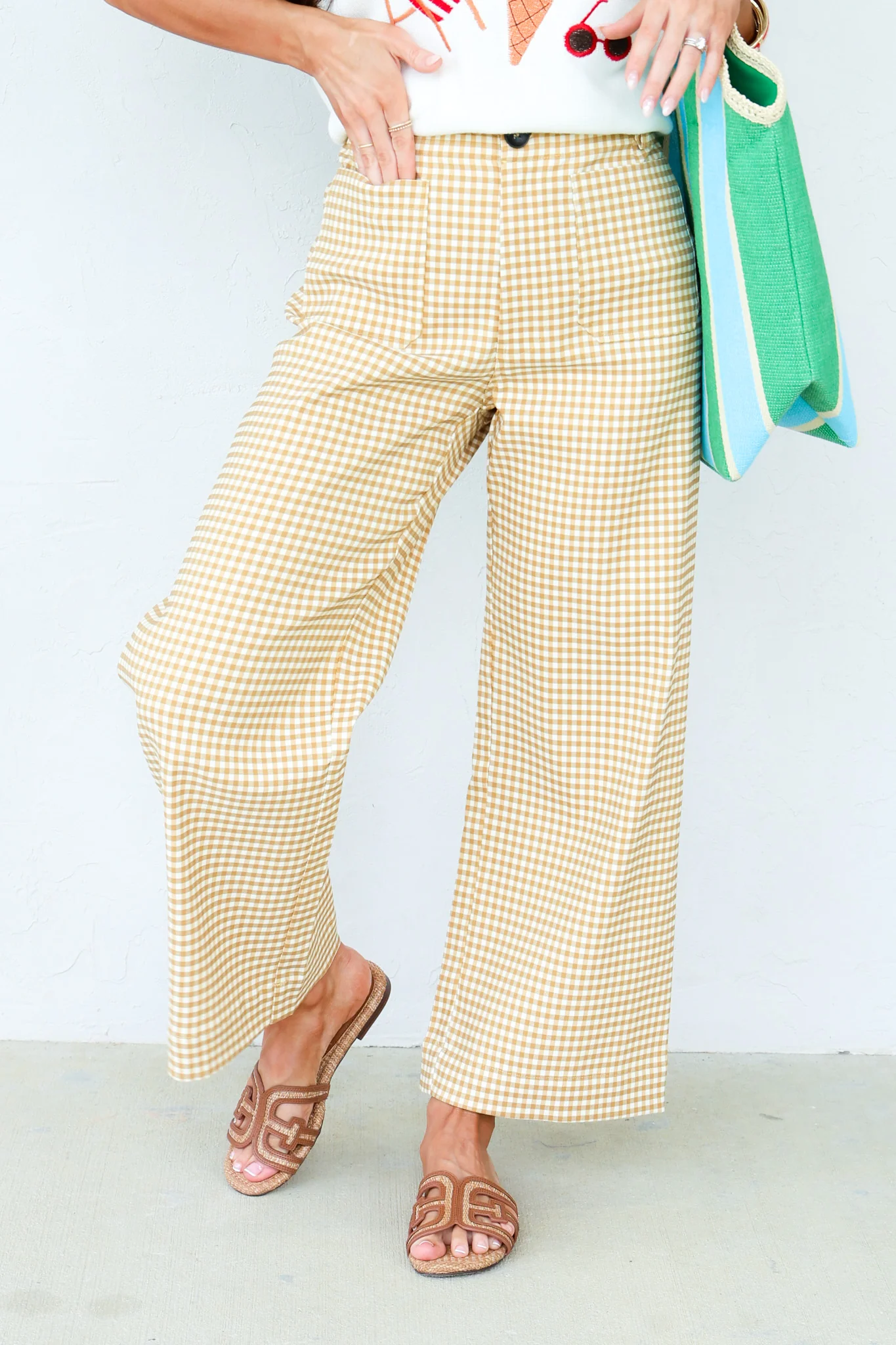 Taking My Time Butter Toast Gingham Straight Leg Pant - Image 5