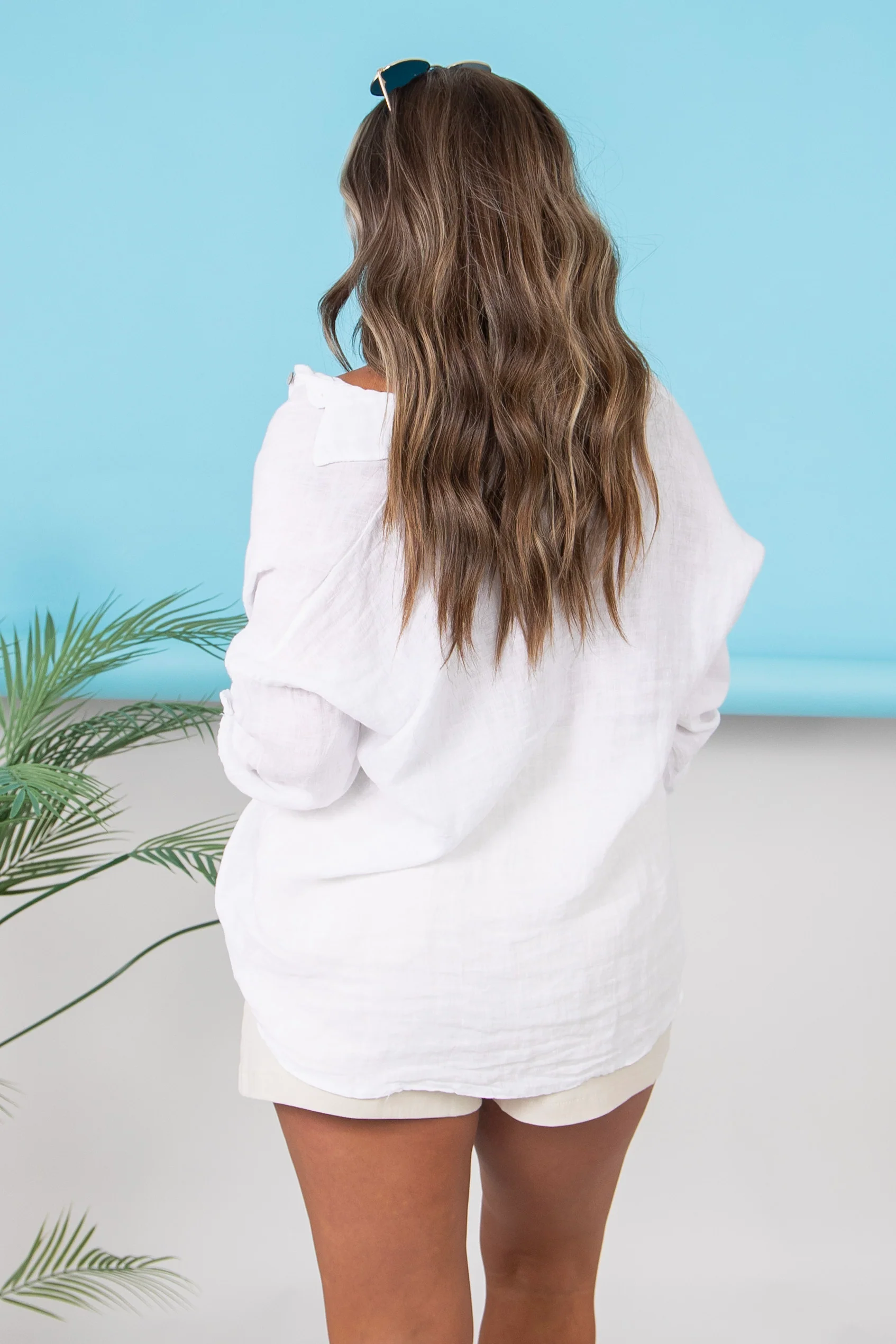 Coastal Chic Linen Top - White - FINAL SALE - Image 3