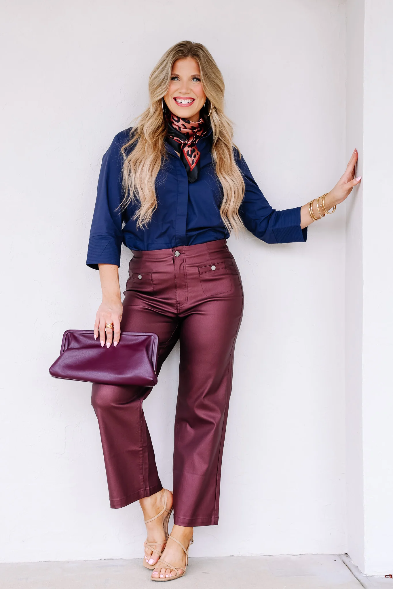 Meggie Cabernet Metallic Flare Leg Pants - Image 3